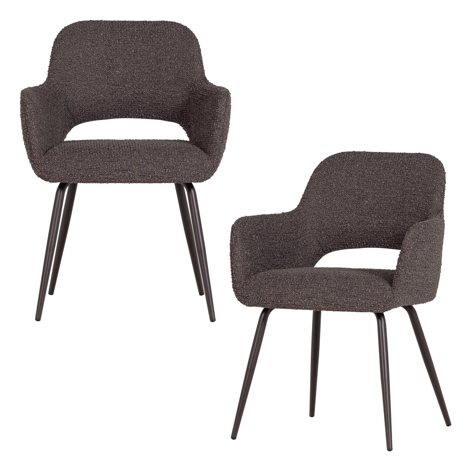 JENNY ESSZIMMERSTUHL BOUCLE BRAUN MELANGE - 2ER SET [fsc]