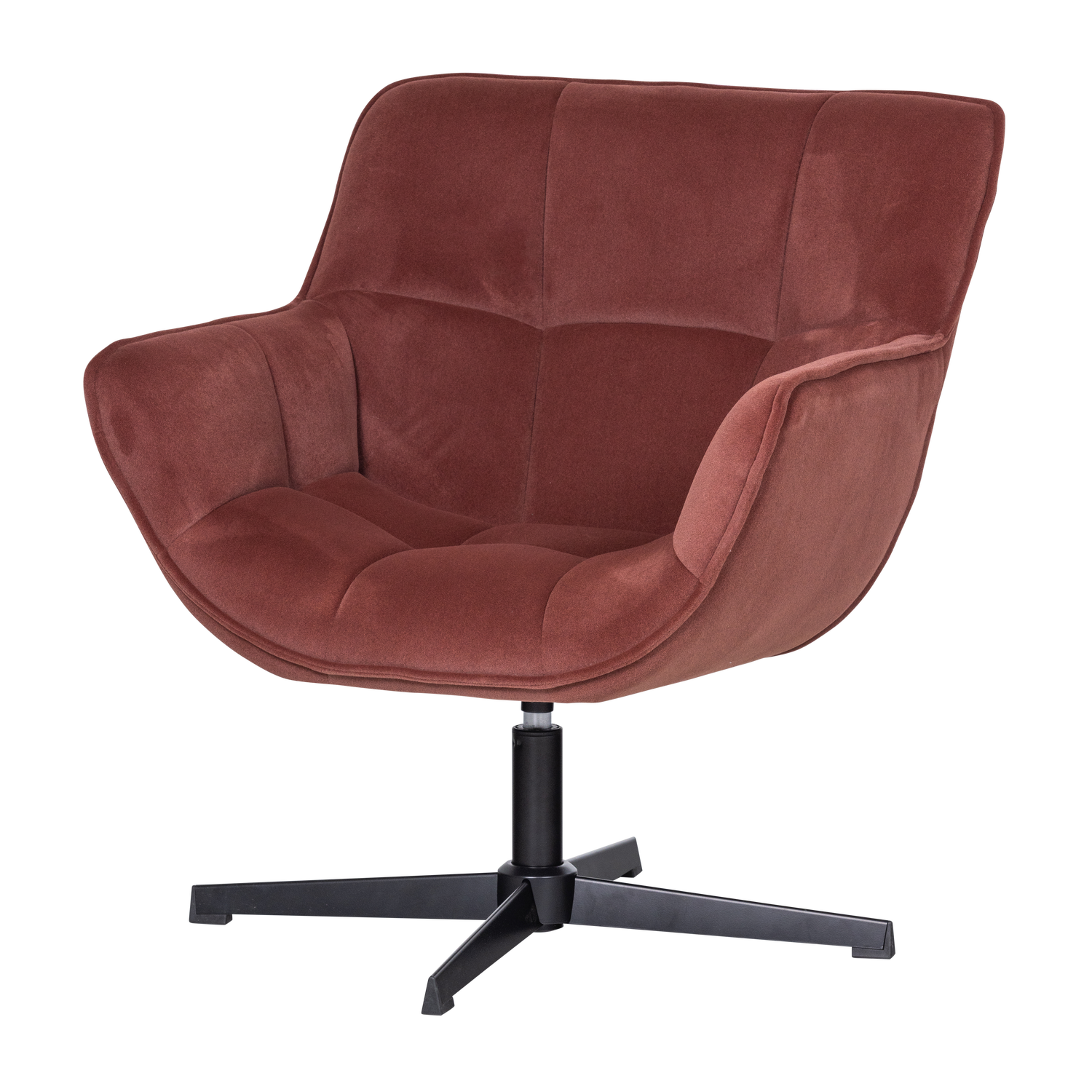 WIBO DREHSESSEL MAT VELVET BRAUN/ROT [fsc]