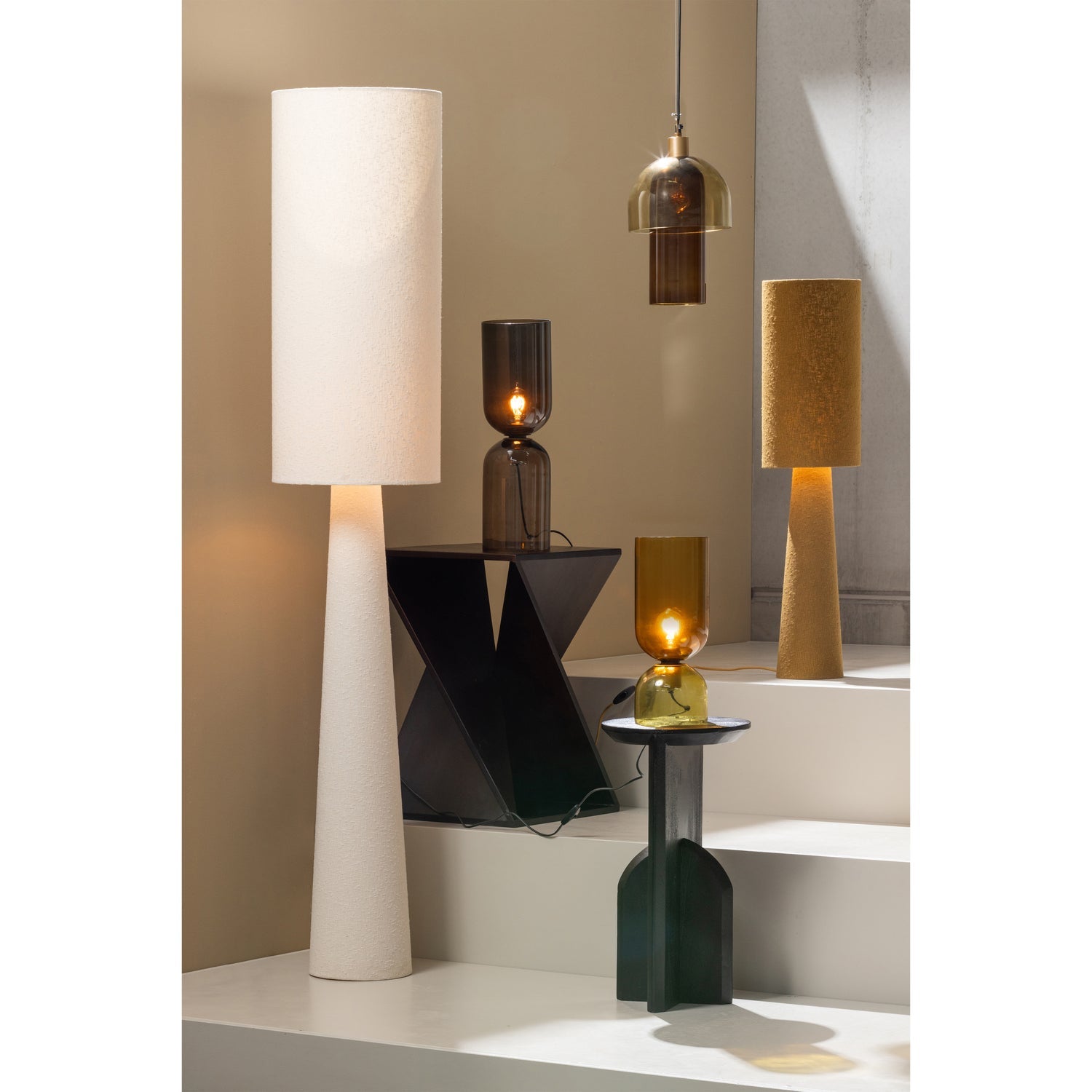 LOFT STEHLAMPE XL METALL/BOUCLE NATUR 187xO35CM