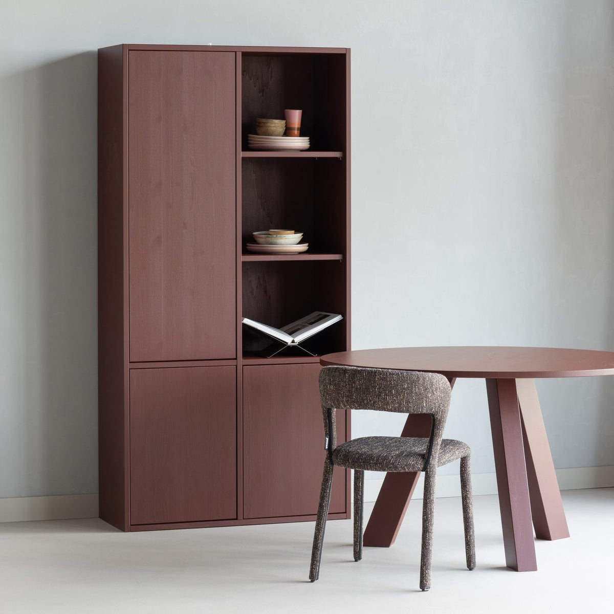 RHONDA ESSTISCH O129 CM EICHE BORDEAUXROT [fsc]