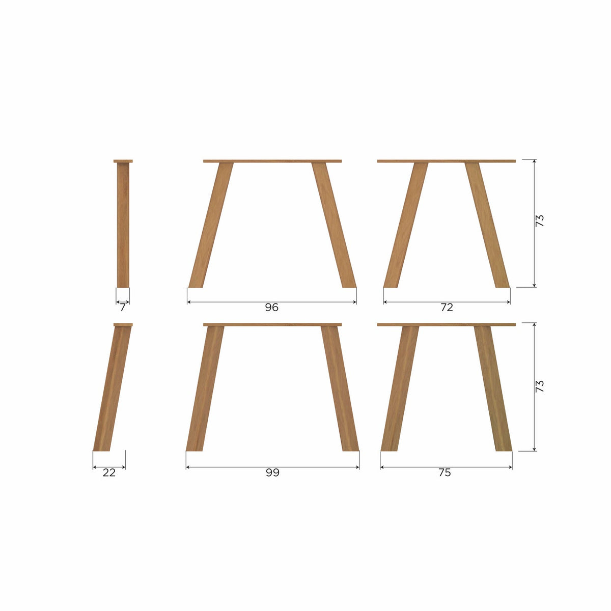 HAARLEM 4-POSITION FUSSE EICHE TRANSPARENT 2ER SET [fsc]