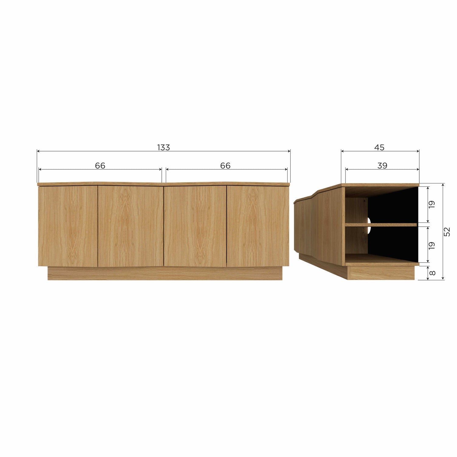 ZUMA TV-SCHRANK 133CM EICHE TRANSPARENT [fsc]