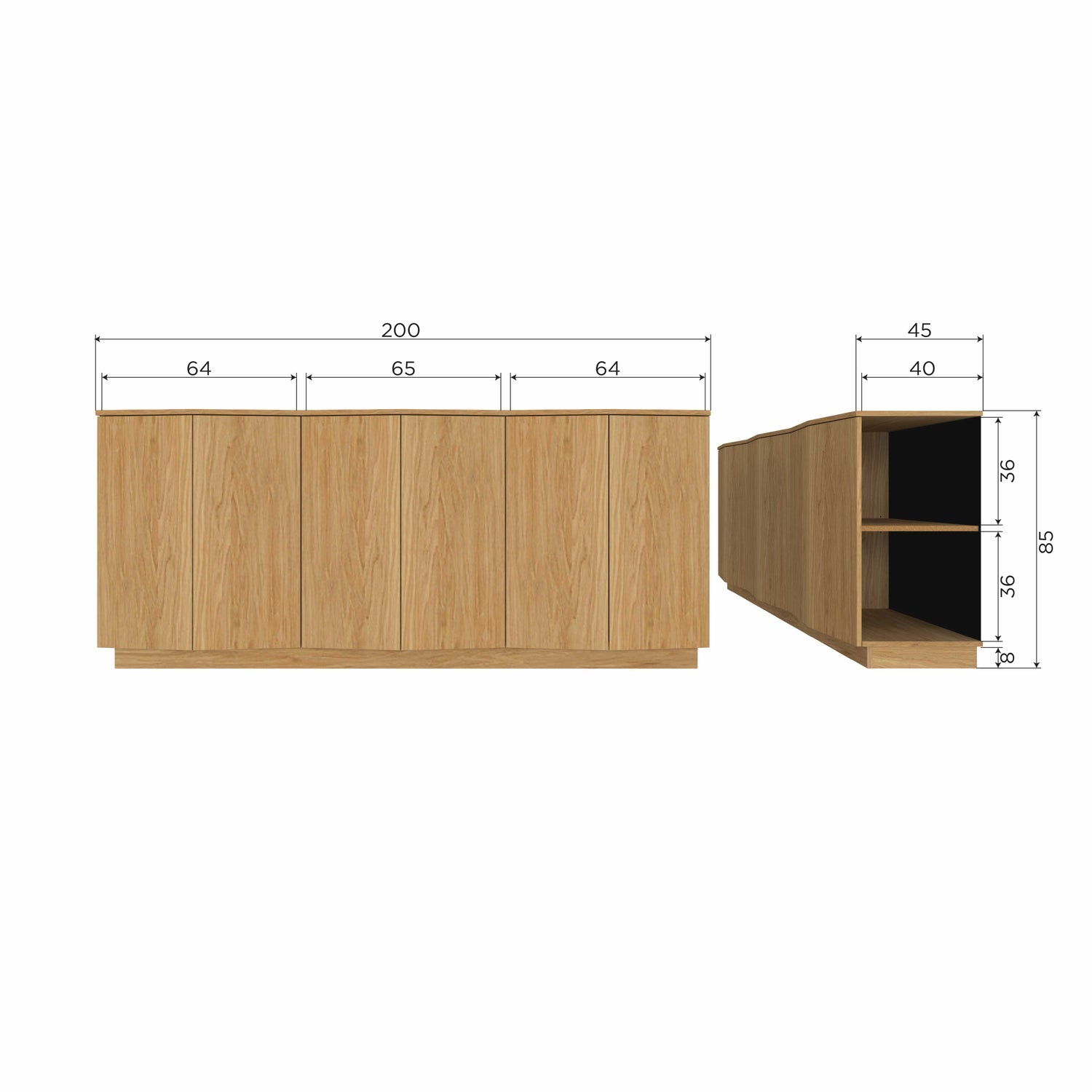 ZUMA KOMMODE 200CM EICHE TRANSPARENT [fsc]