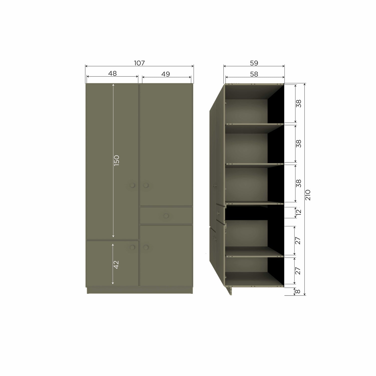 ALFIE KLEIDERSCHRANK 107CM KIEFER FOREST [fsc]