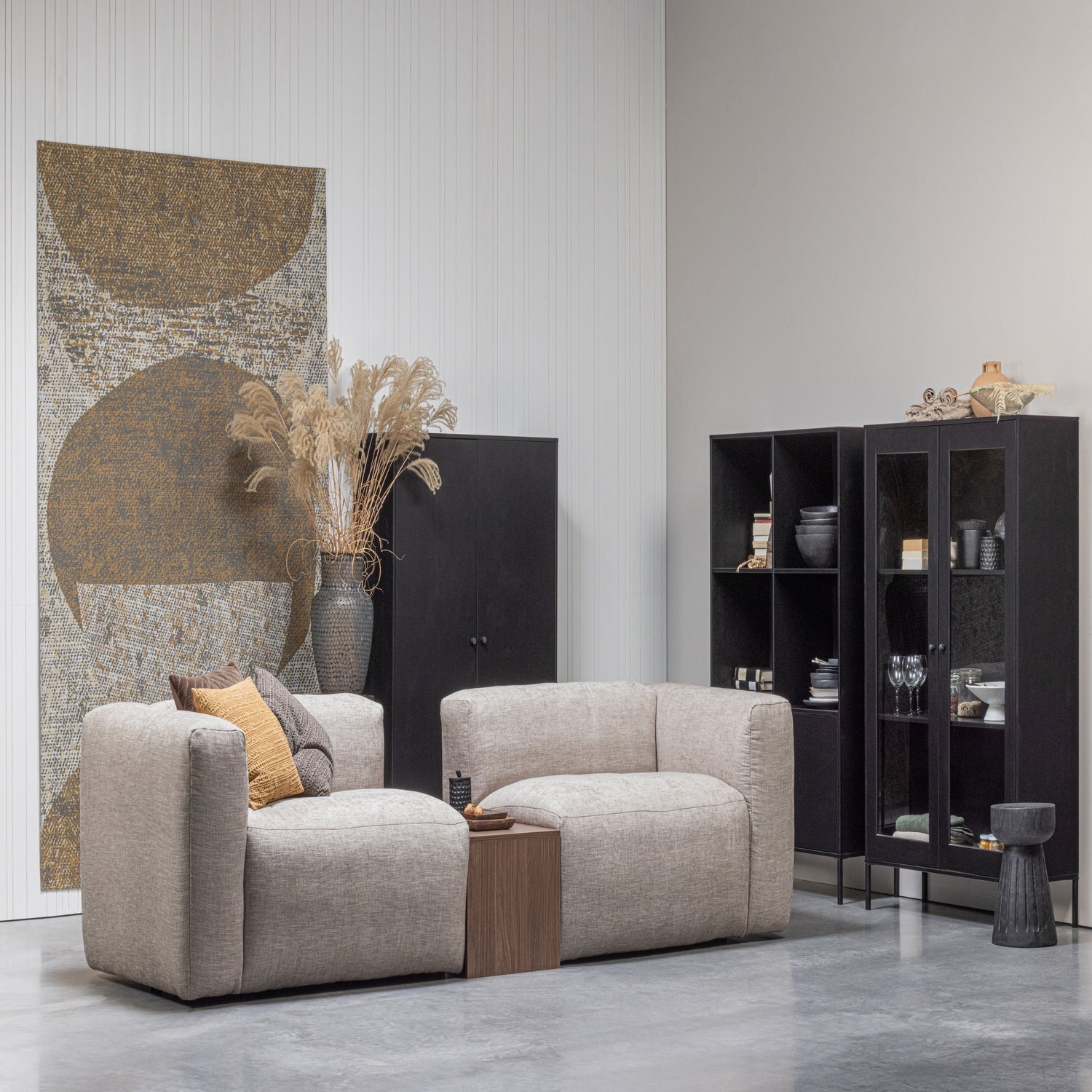 XAM VITRINE SCHRANK KIEFER SCHWARZ [fsc]