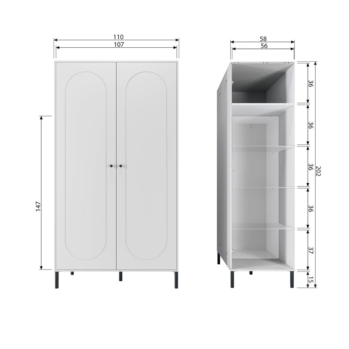 XINA KLEIDERSCHRANK KIEFER WOLKENGRAU [fsc]