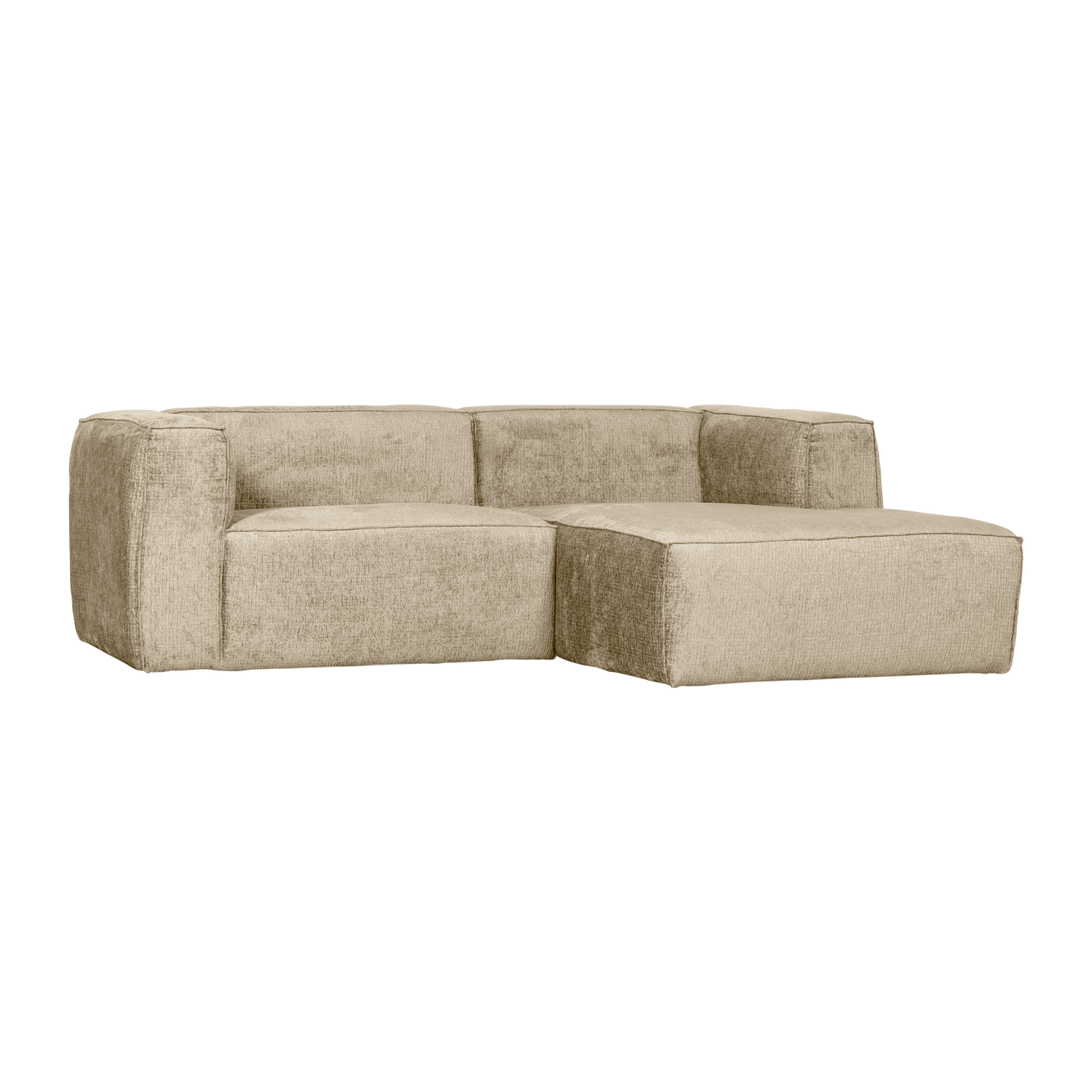 BEAN CHAISE LONGUE SOFA RECHTS STRUKTUR VELVET BUTTERMILK