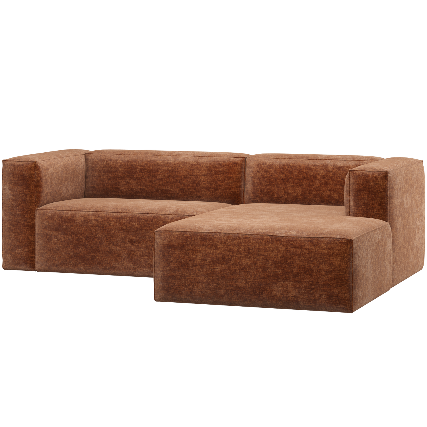 BEAN CHAISE LONGUE SOFA RECHTS CHENILLE VELVET TERRA