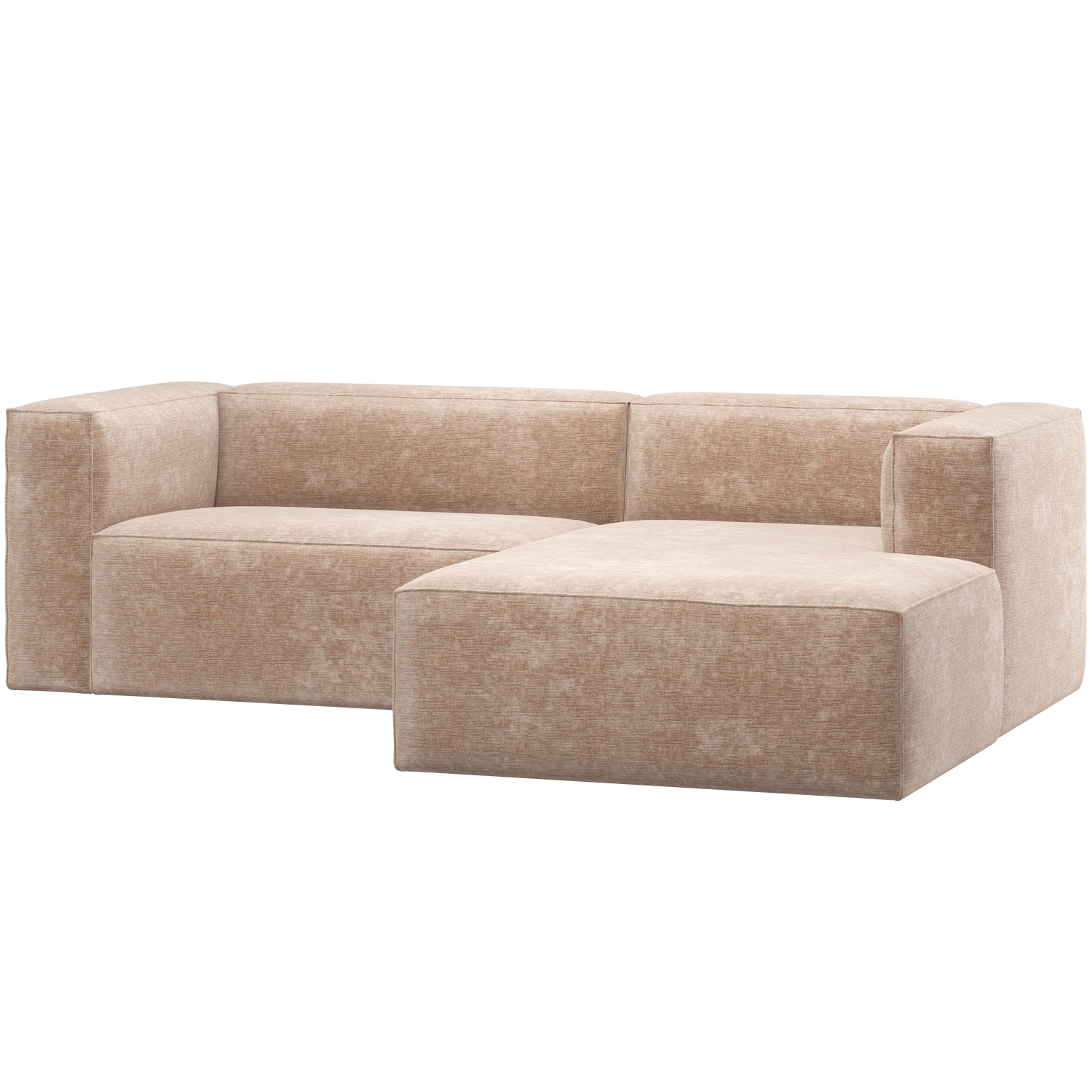 BEAN CHAISE LONGUE SOFA RECHTS CHENILLE VELVET NATUR