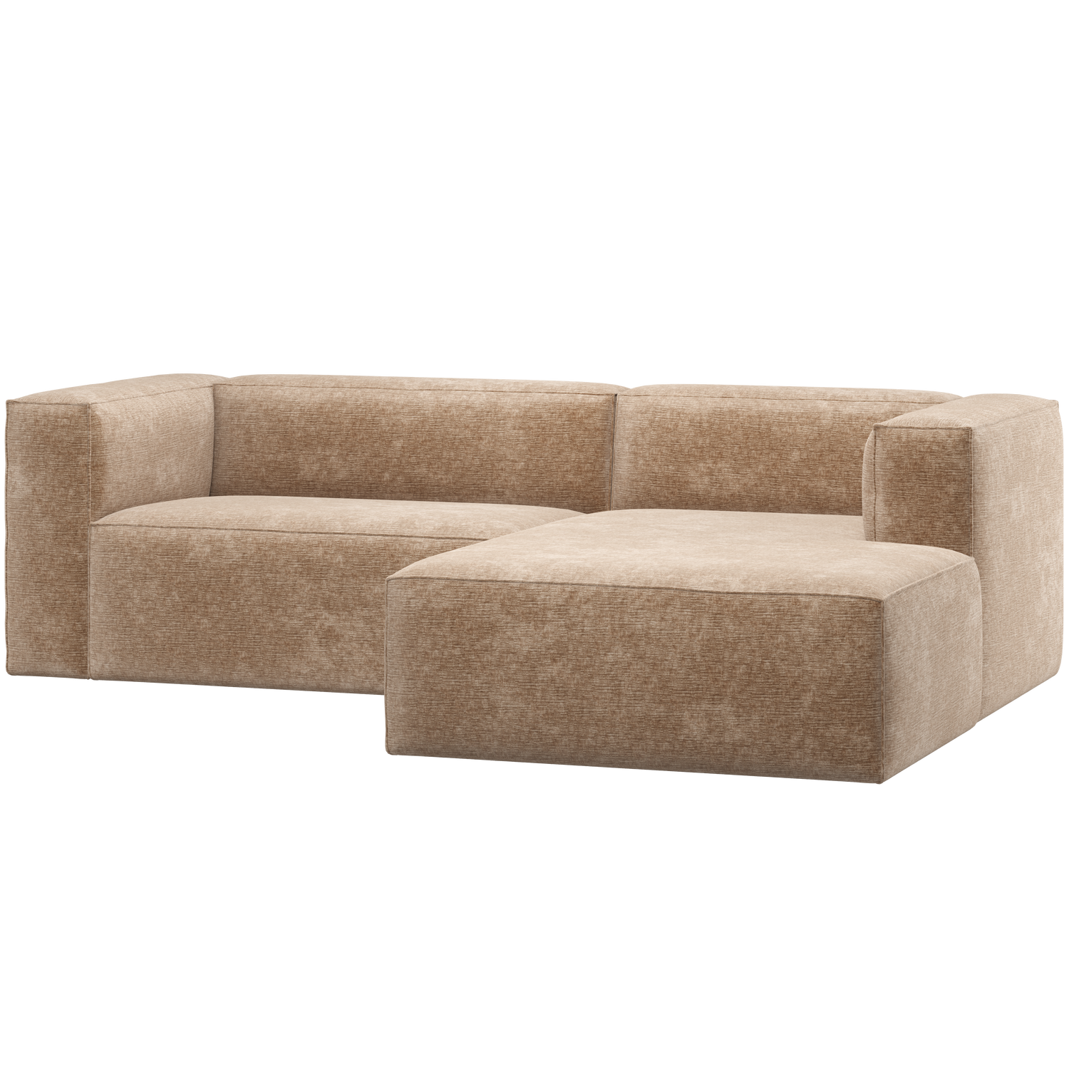 BEAN CHAISE LONGUE SOFA RECHTS CHENILLE VELVET PFIRSICH ROSA
