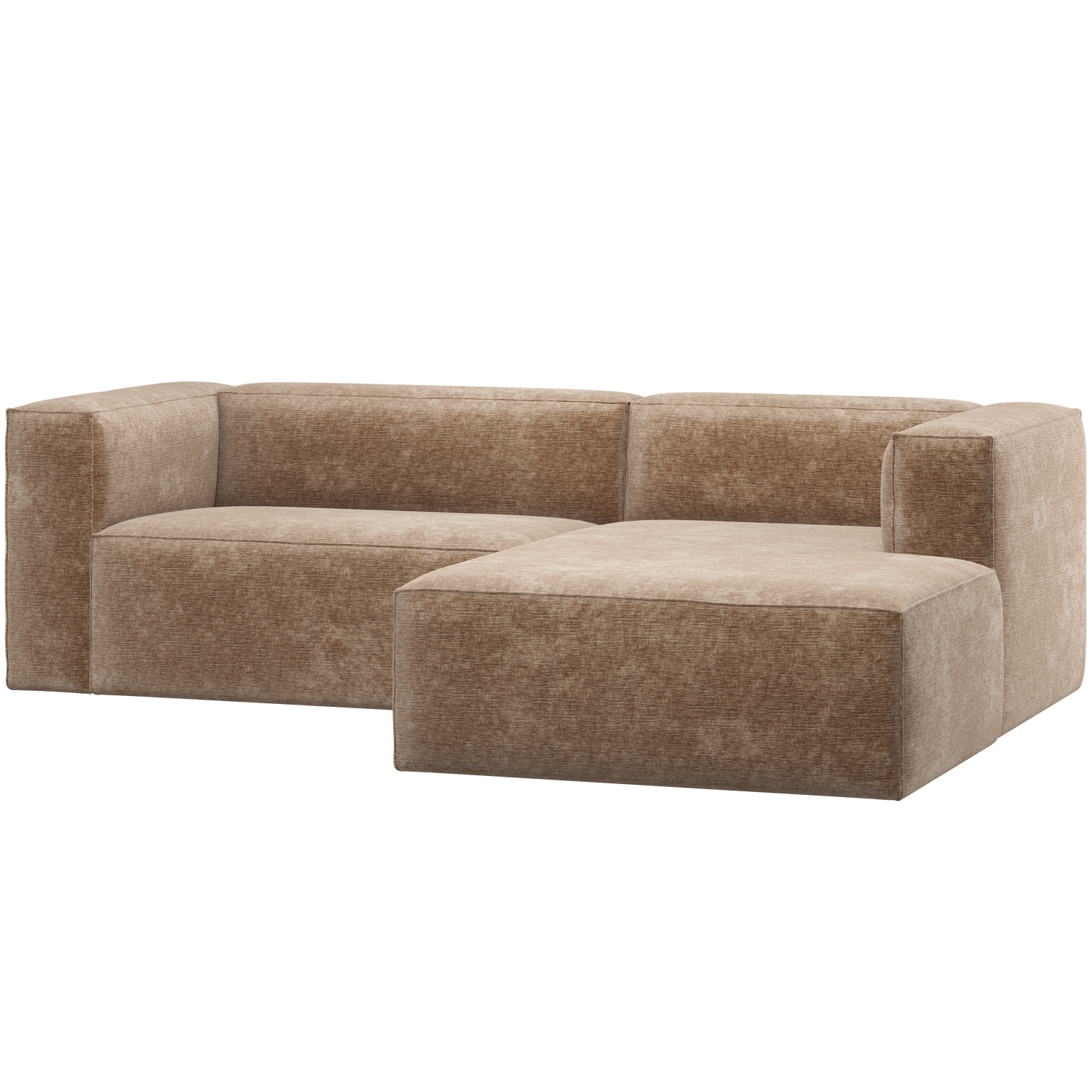BEAN CHAISE LONGUE SOFA RECHTS CHENILLE VELVET TAUPE