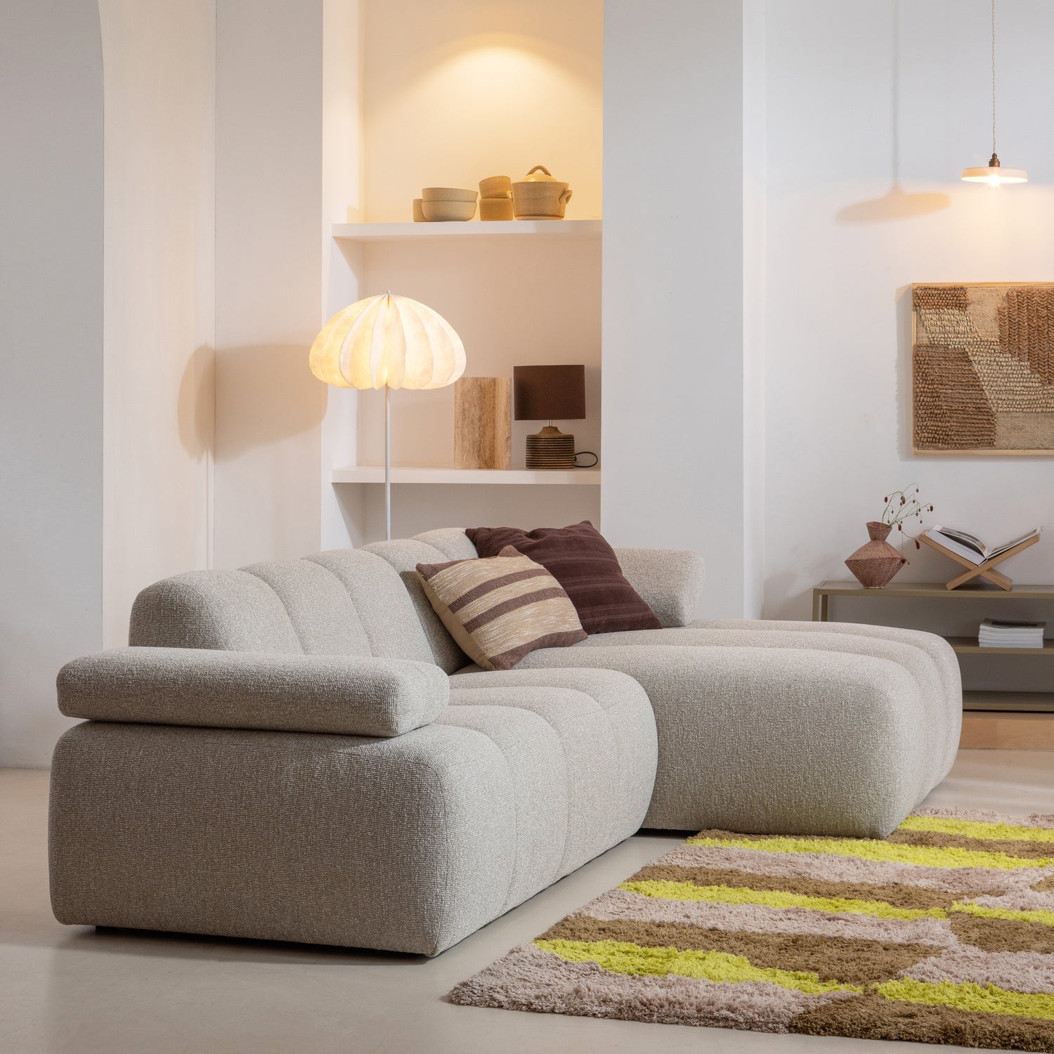 MOJO CHAISELONGUE ELEMENT RECHTS BOUCLE BEIGE MELIERT