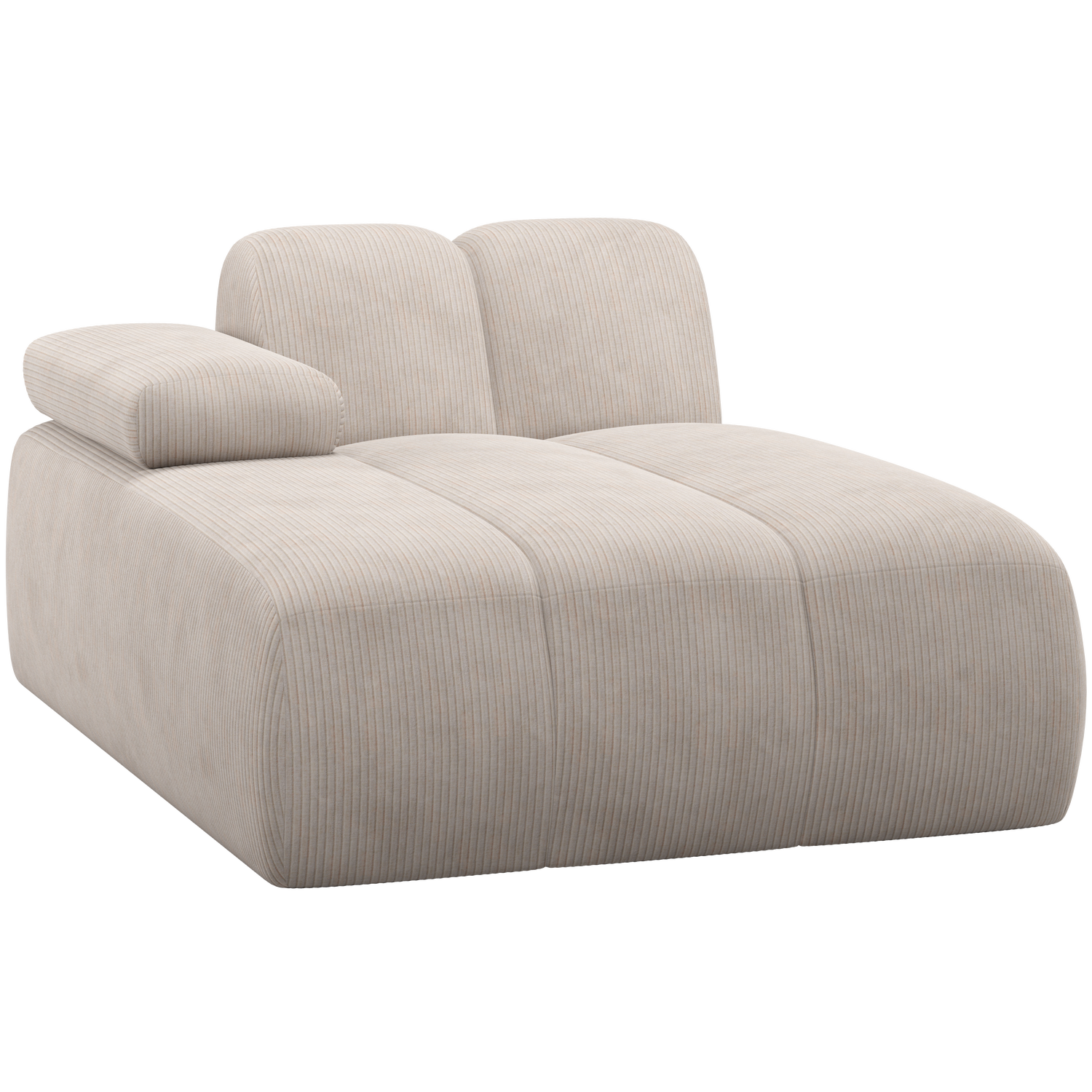 MOJO CHAISE LONGUE LINKS GERIPPTER STOFF ECRU