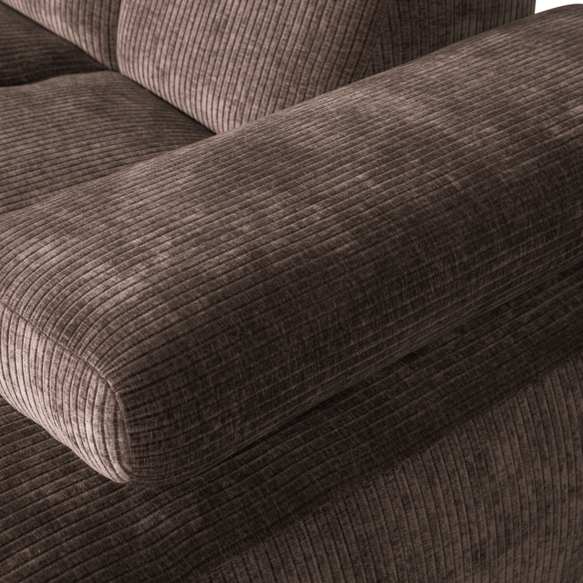 MOJO CHAISE LONGUE SOFA RECHTS GERIPPTER STOFFBRAUN