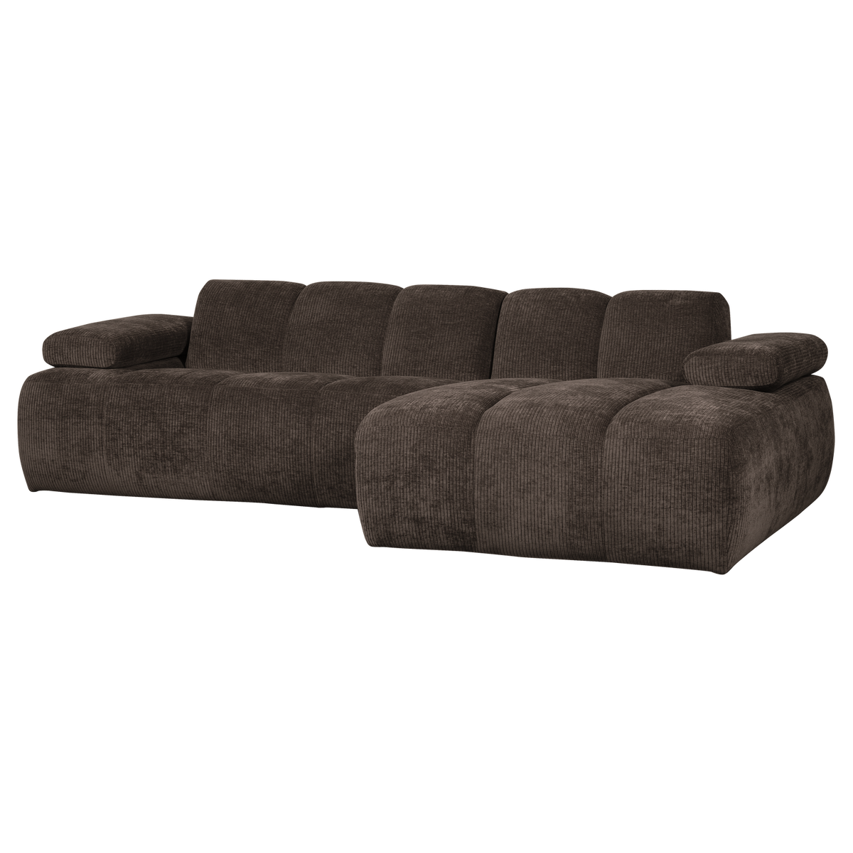 MOJO CHAISE LONGUE SOFA RECHTS GERIPPTER STOFFBRAUN