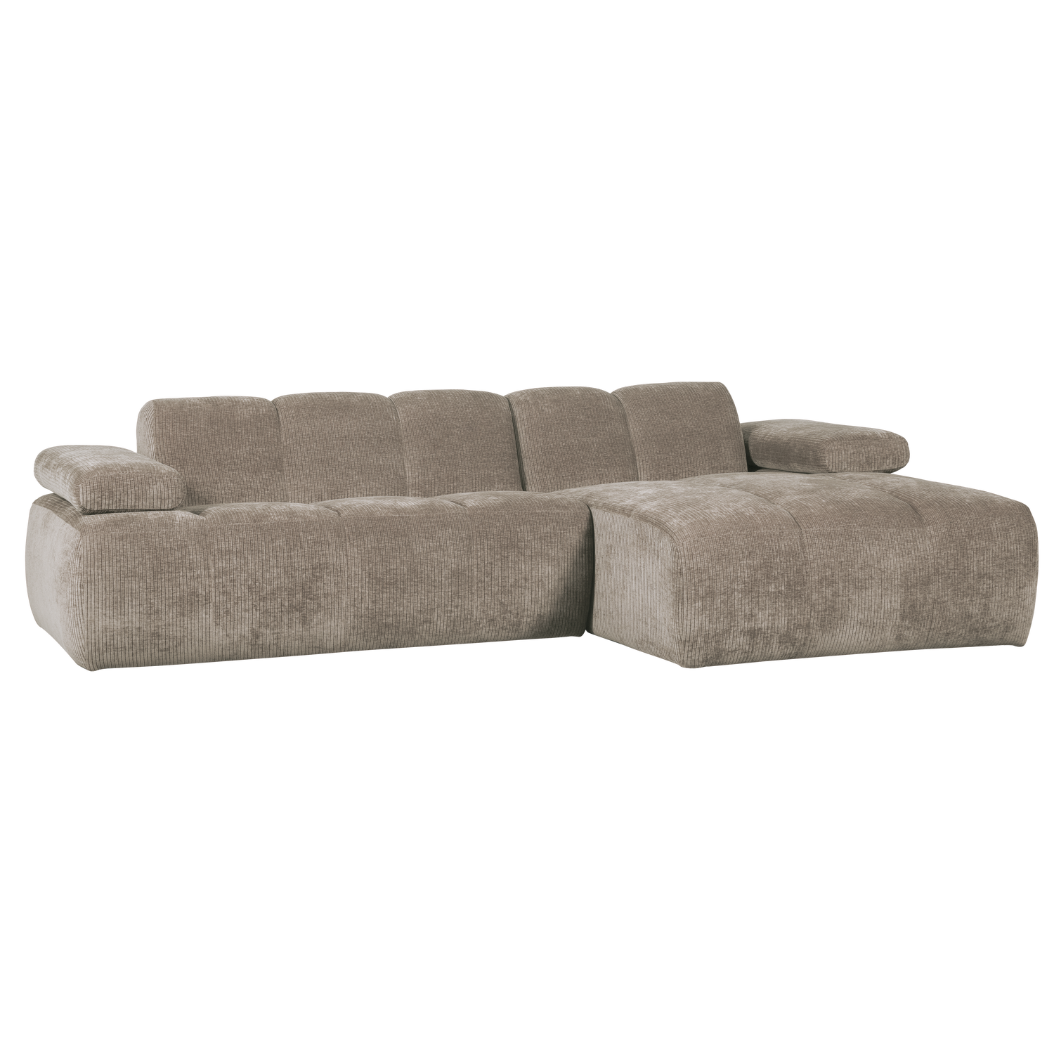 MOJO CHAISE LONGUE SOFA RECHTS GERIPPTER STOFFDUNKLER SAND