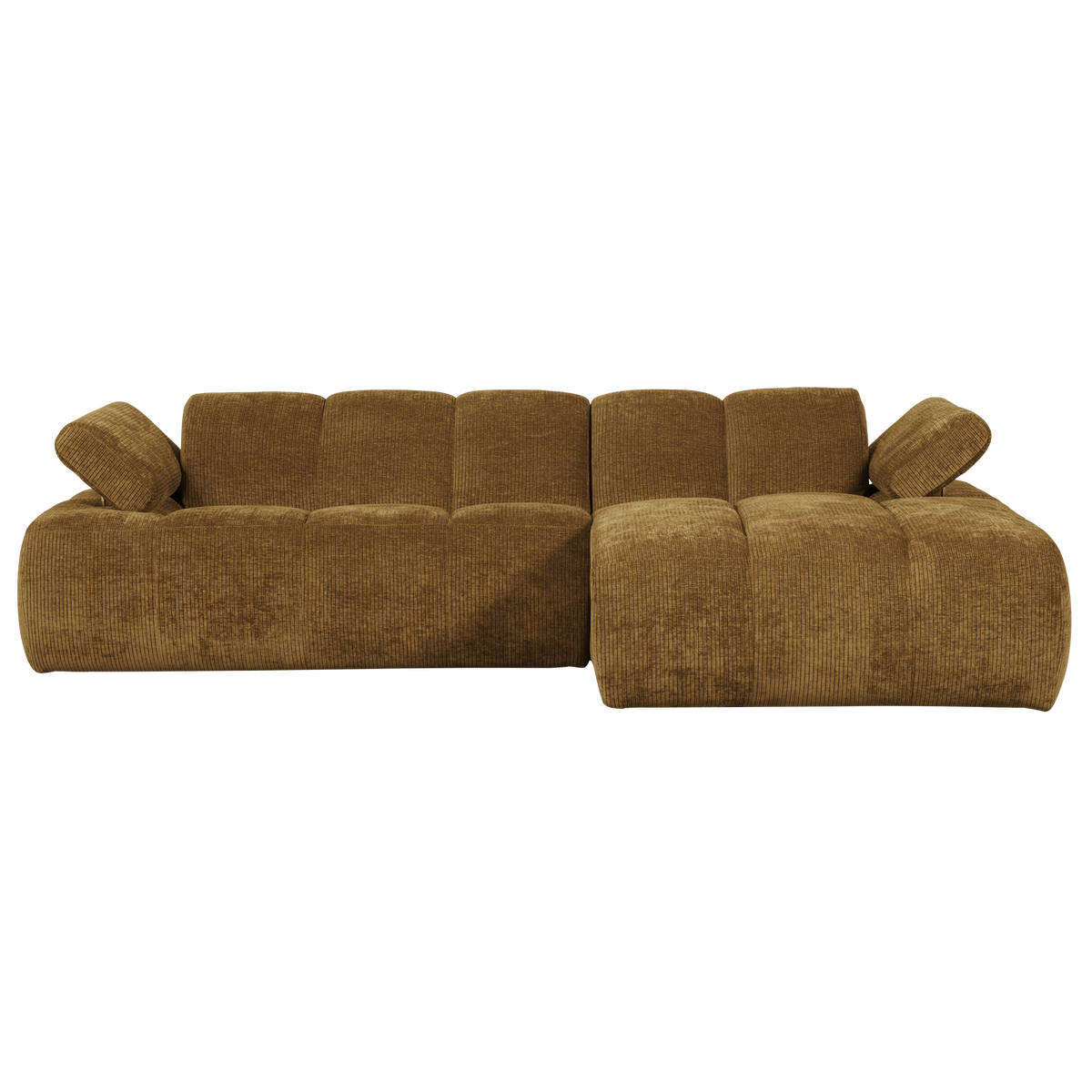 MOJO CHAISE LONGUE SOFA RECHTS GERIPPTER STOFFHONIGGELB
