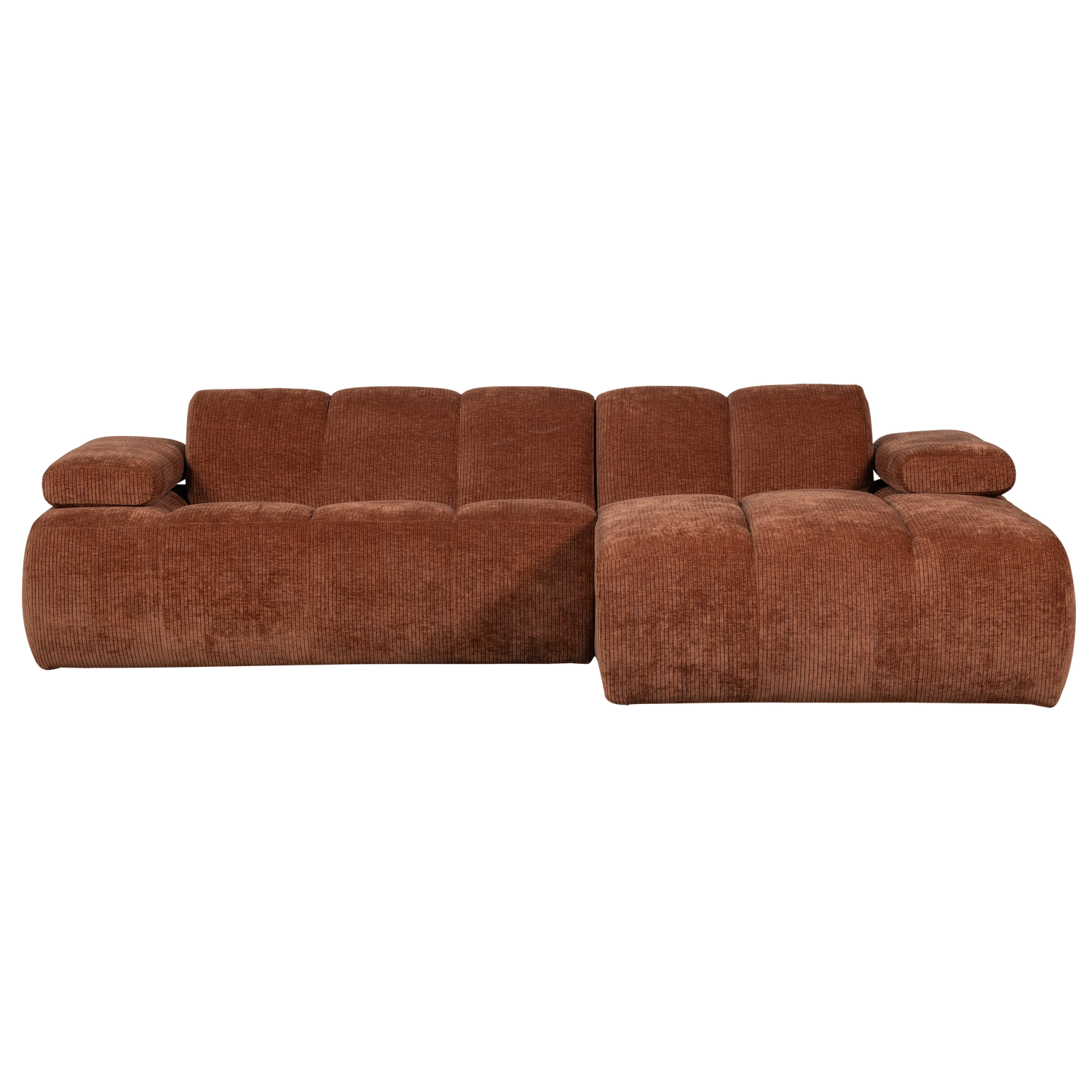 MOJO CHAISE LONGUE SOFA RECHTS GERIPPTER STOFFROSTBRAUN