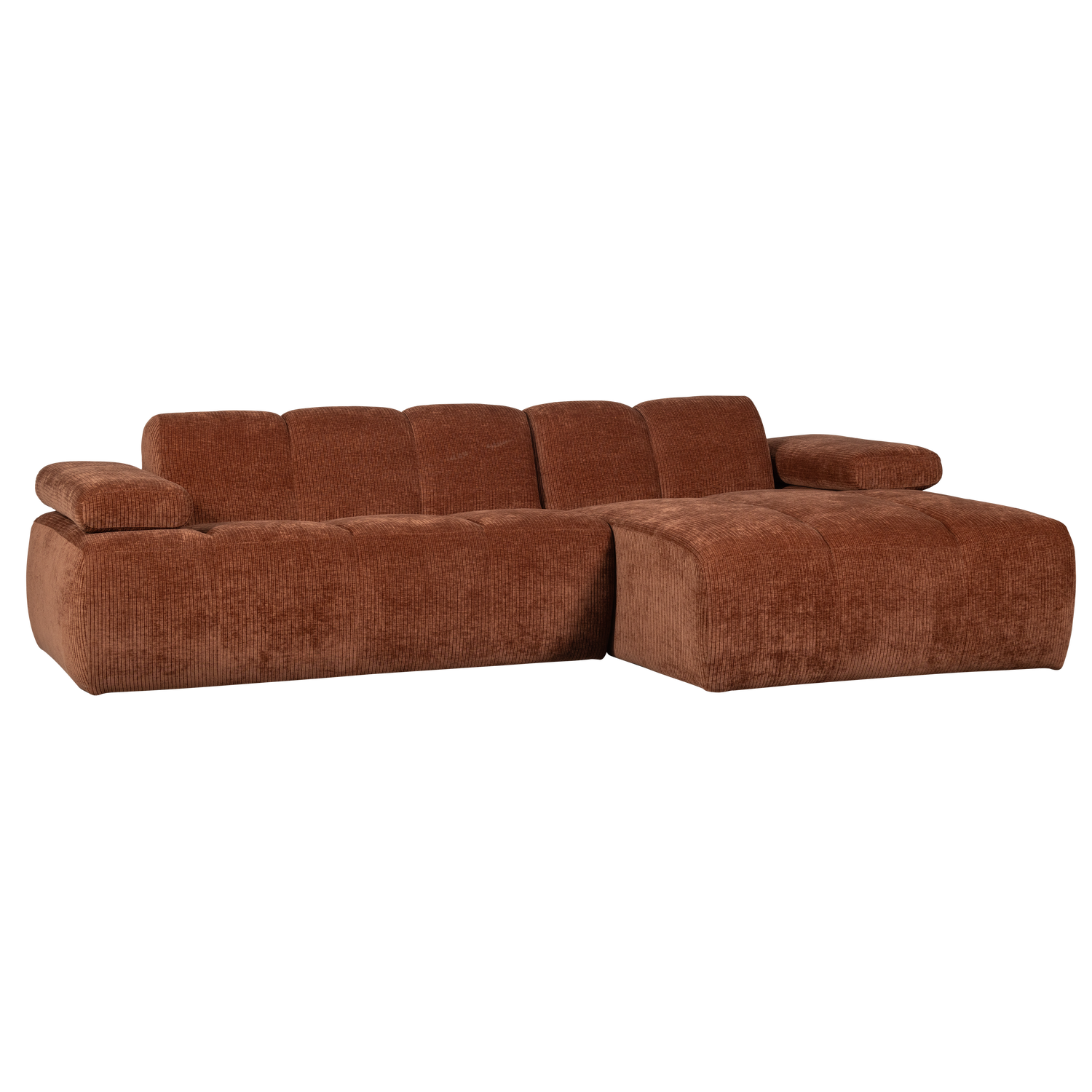 MOJO CHAISE LONGUE SOFA RECHTS GERIPPTER STOFFROSTBRAUN