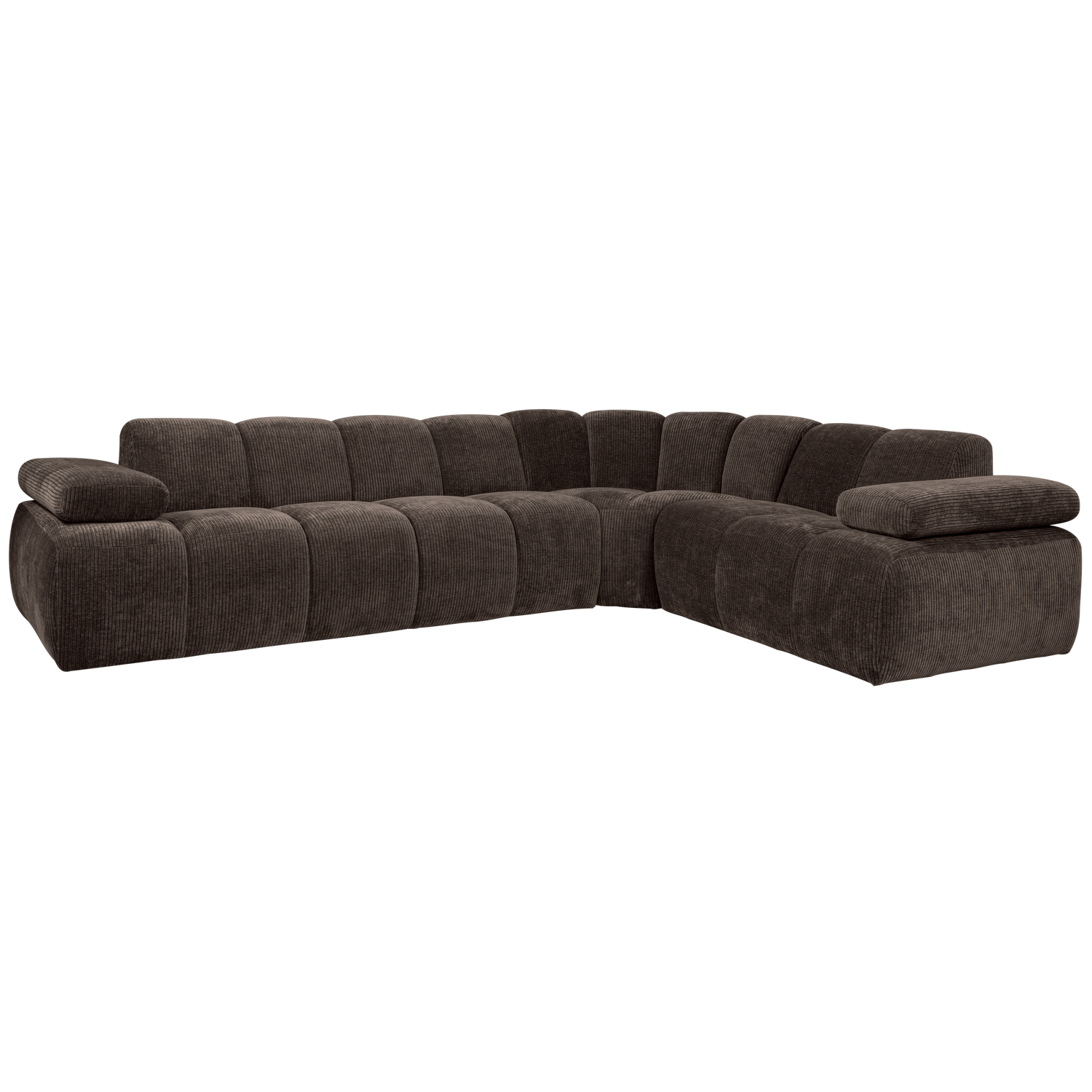 MOJO ECK SOFA RECHTS GERIPPTER WEBSTOFF BRAUN