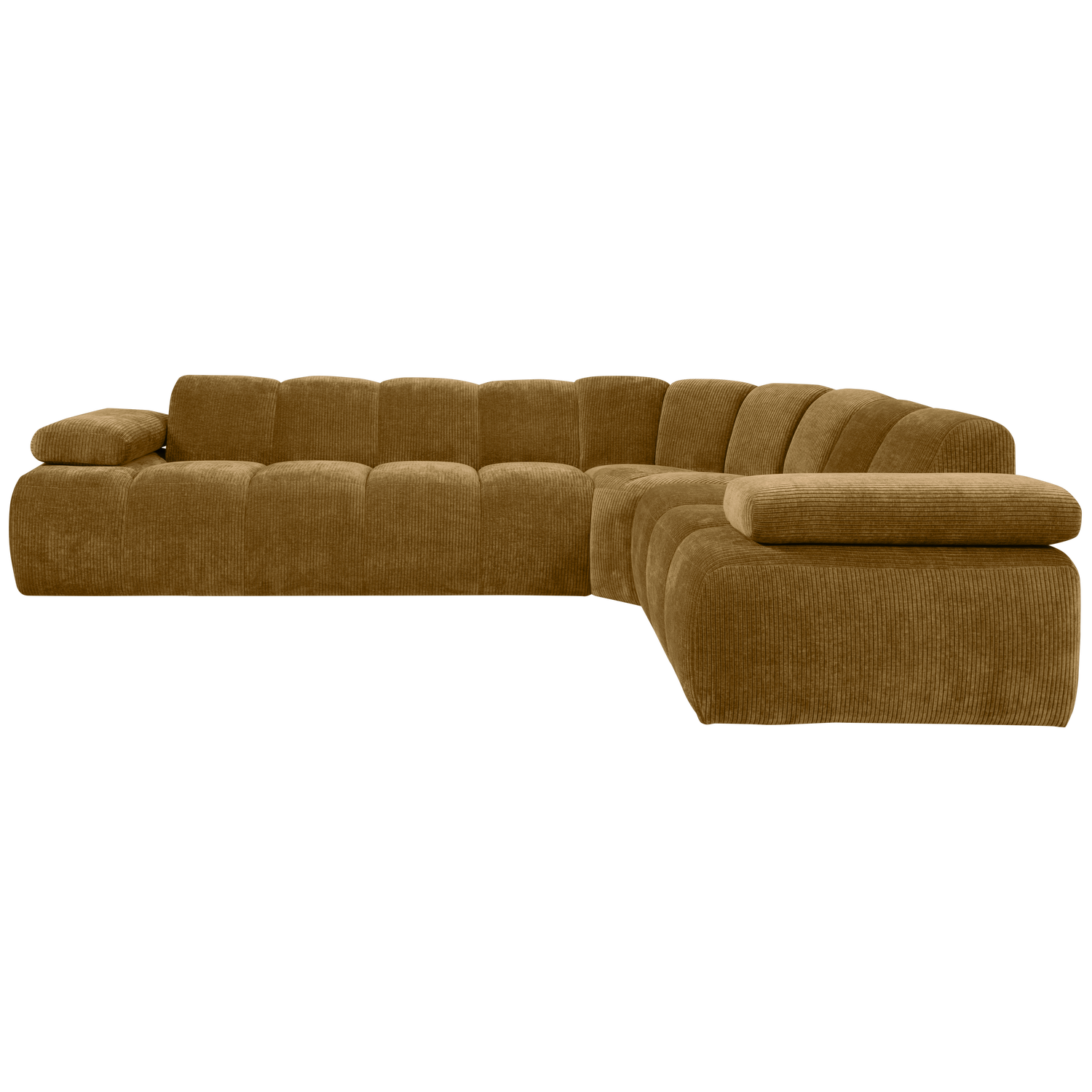 MOJO ECK SOFA RECHTS GERIPPTER WEBSTOFF HONIGGELB