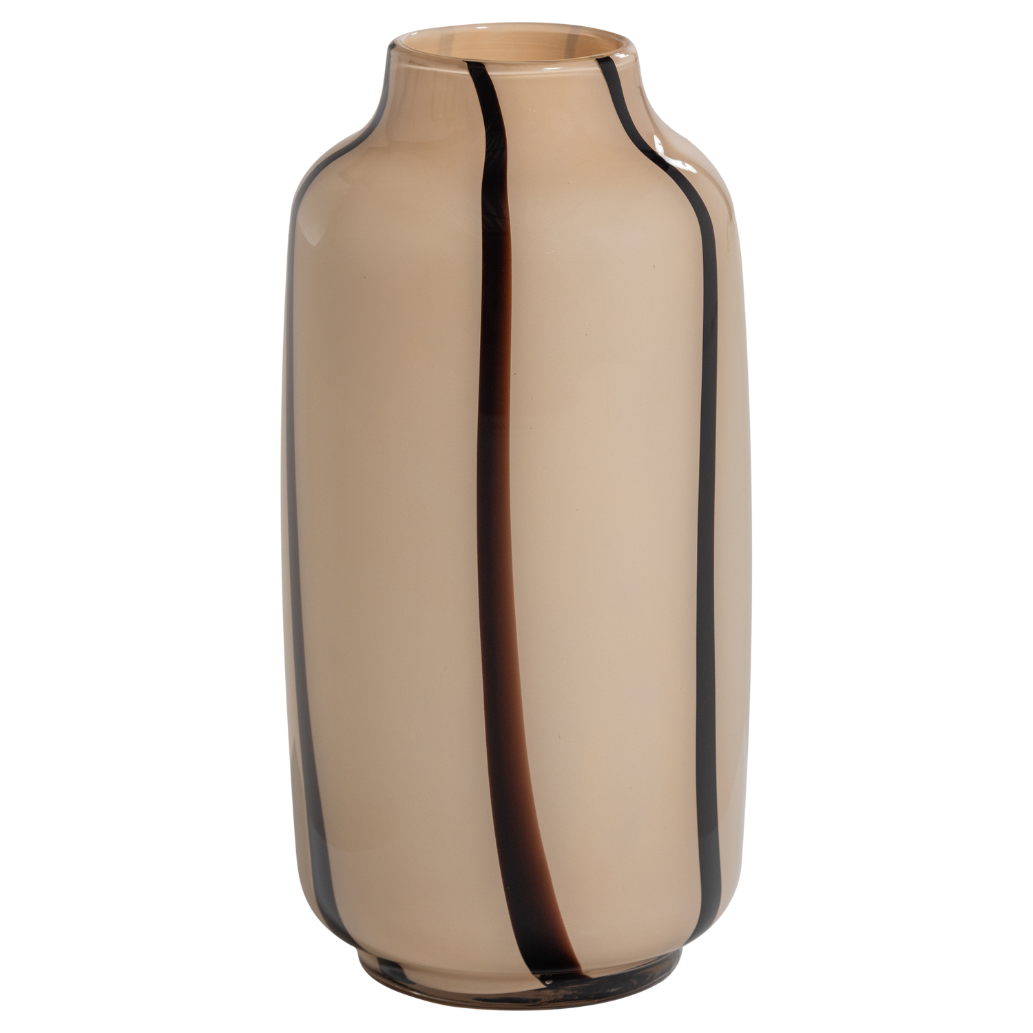 SELENA VASE GLAS NATUR MIT STREIFEN BRAUN