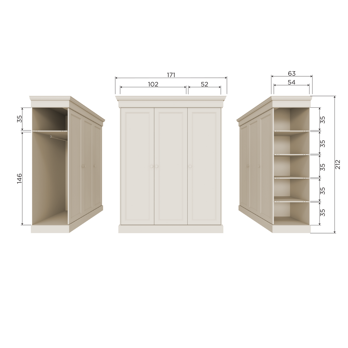 OLIVIA KLEIDERSCHRANK KIEFER DUST [fsc]
