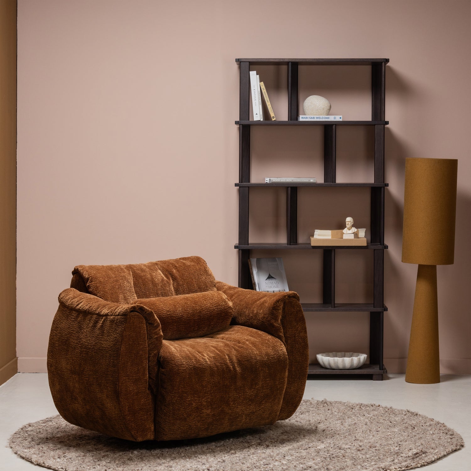 BAGGY DREHSESSEL 3D CHENILLE MITTELBRAUN