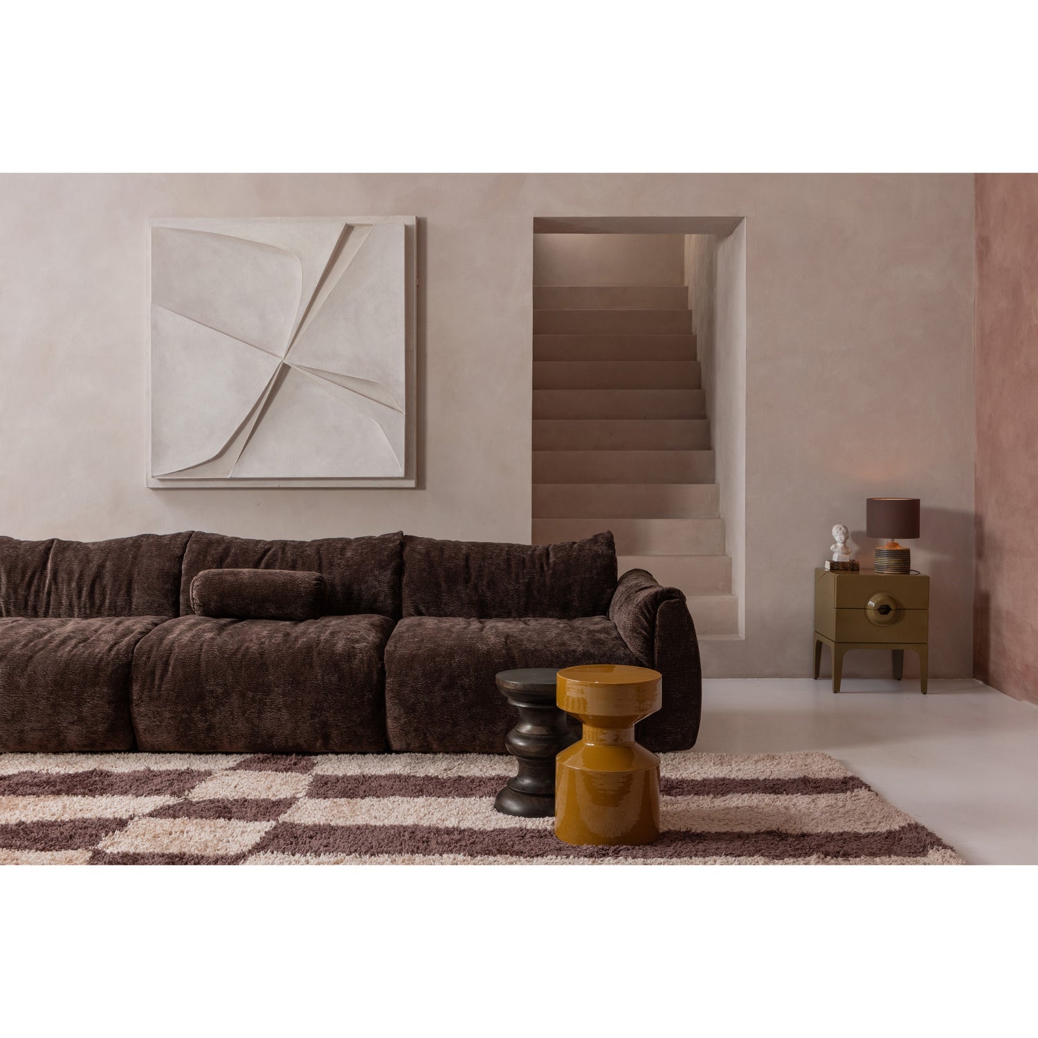 BAGGY ROLLENKISSEN 50xO23CM 3D CHENILLE DUNKELBRAUN