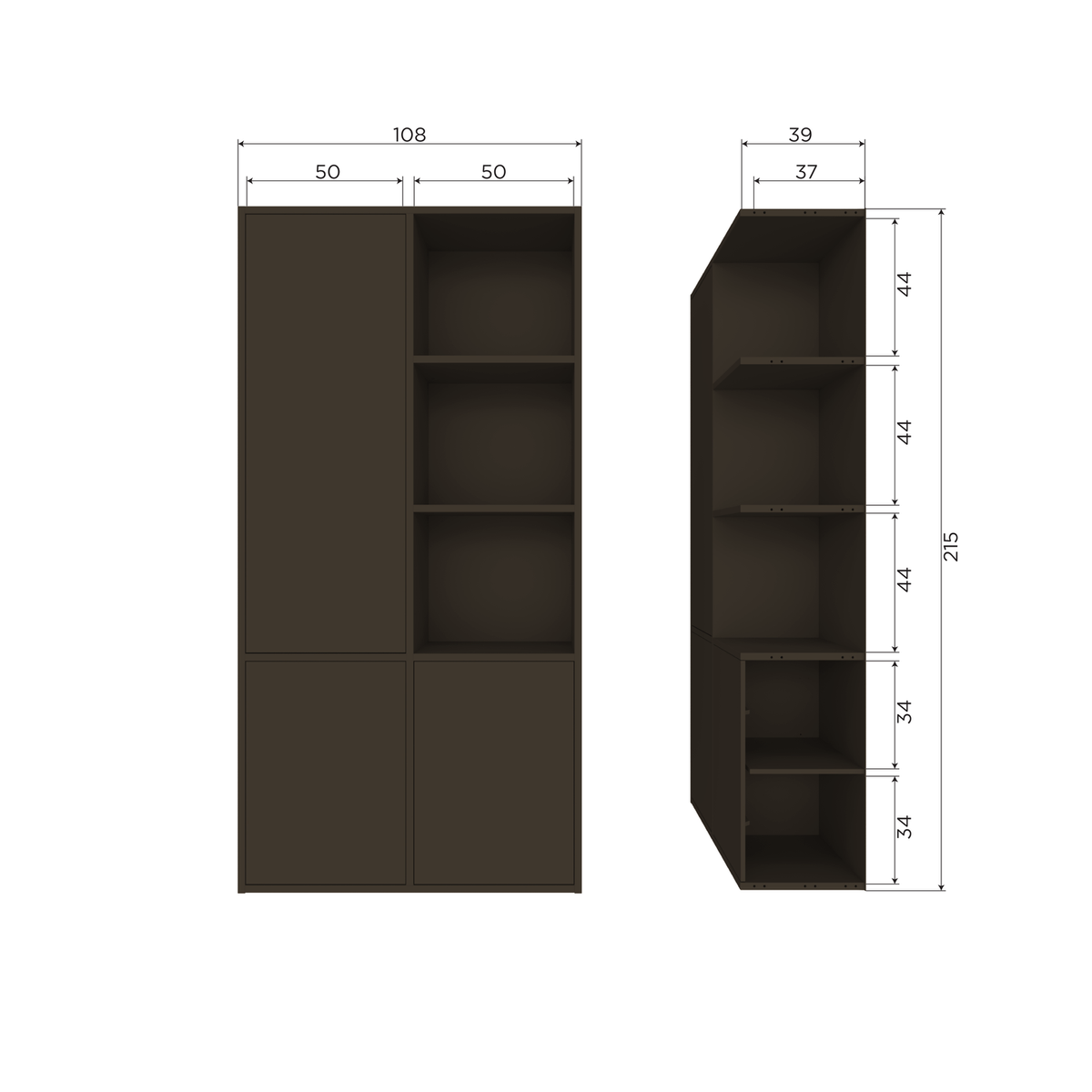 MEGGY ABLAGESCHRANK LINKS 108 CM KIEFER MITTELBRAUN [fsc]