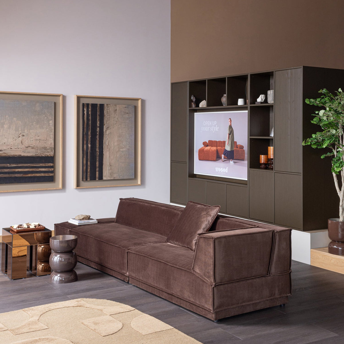 MEGGY TV ABLAGESCHRANK 160 CM KIEFER MITTELBRAUN [fsc]