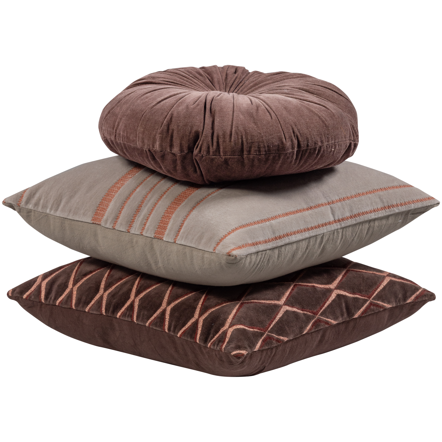 AZIZ KISSIN VELVET BRAUN/NATUR - 3ER SET