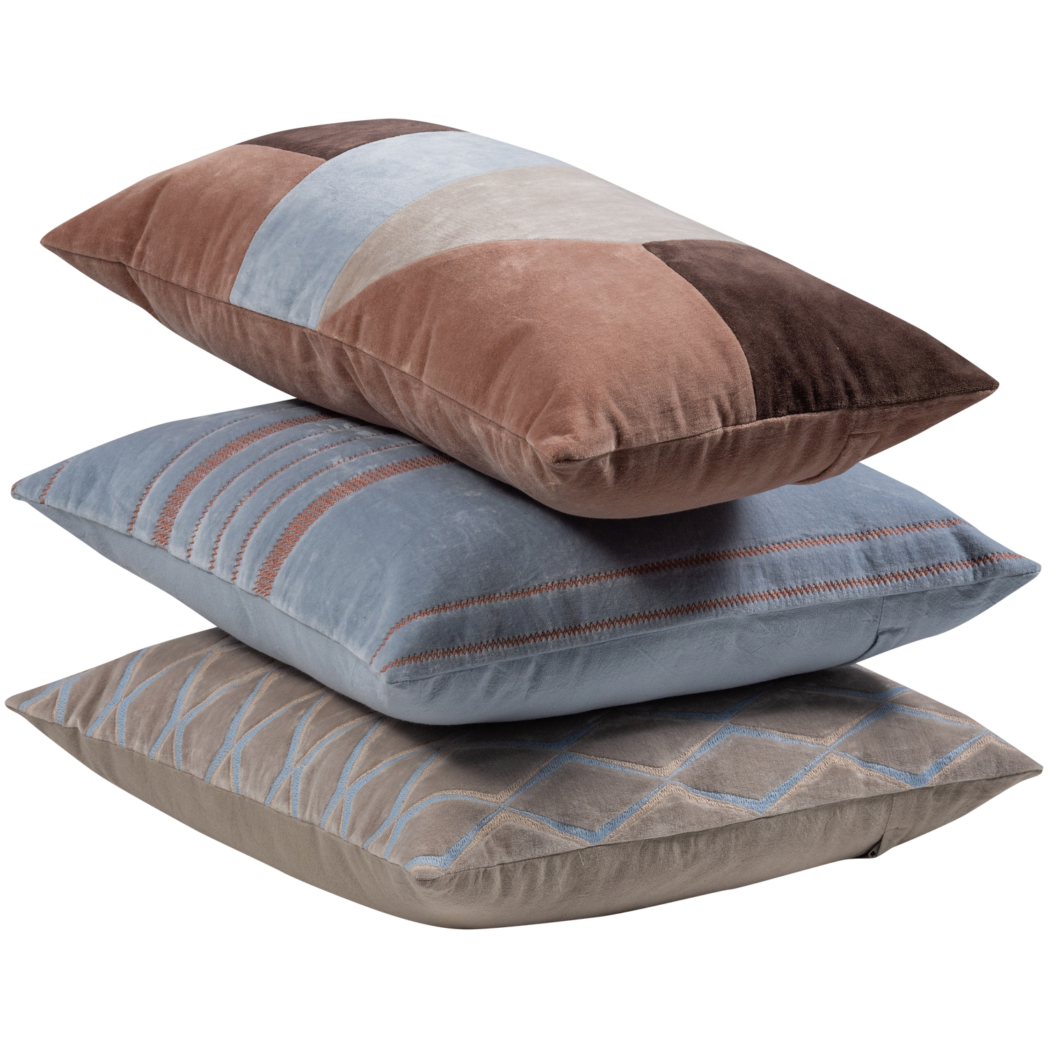 LAON KISSIN VELVET NATUR/BLAU - 3ER SET