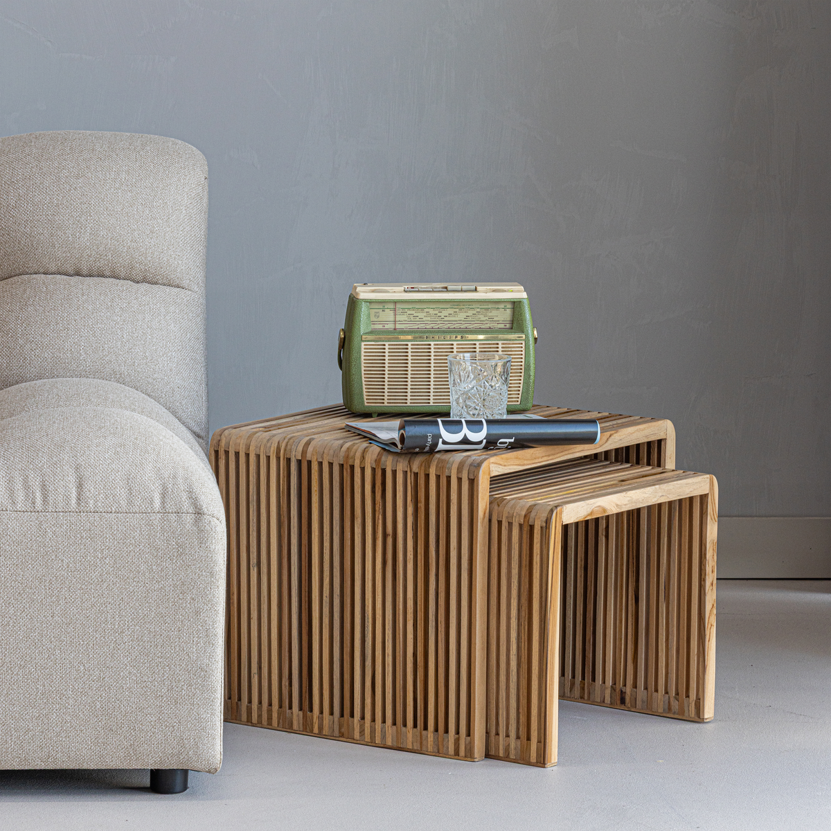 JASMIJN BEISTELLTISCH TEAK NATUR - 2ER SET