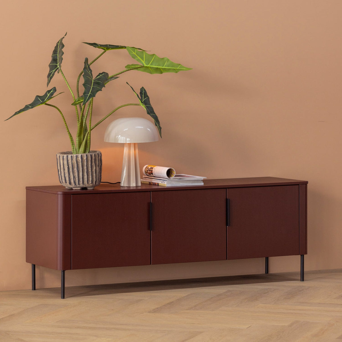 GUNNAR TV-MÖBEL 154 CM KIEFER BORDEAUXROT [fsc]