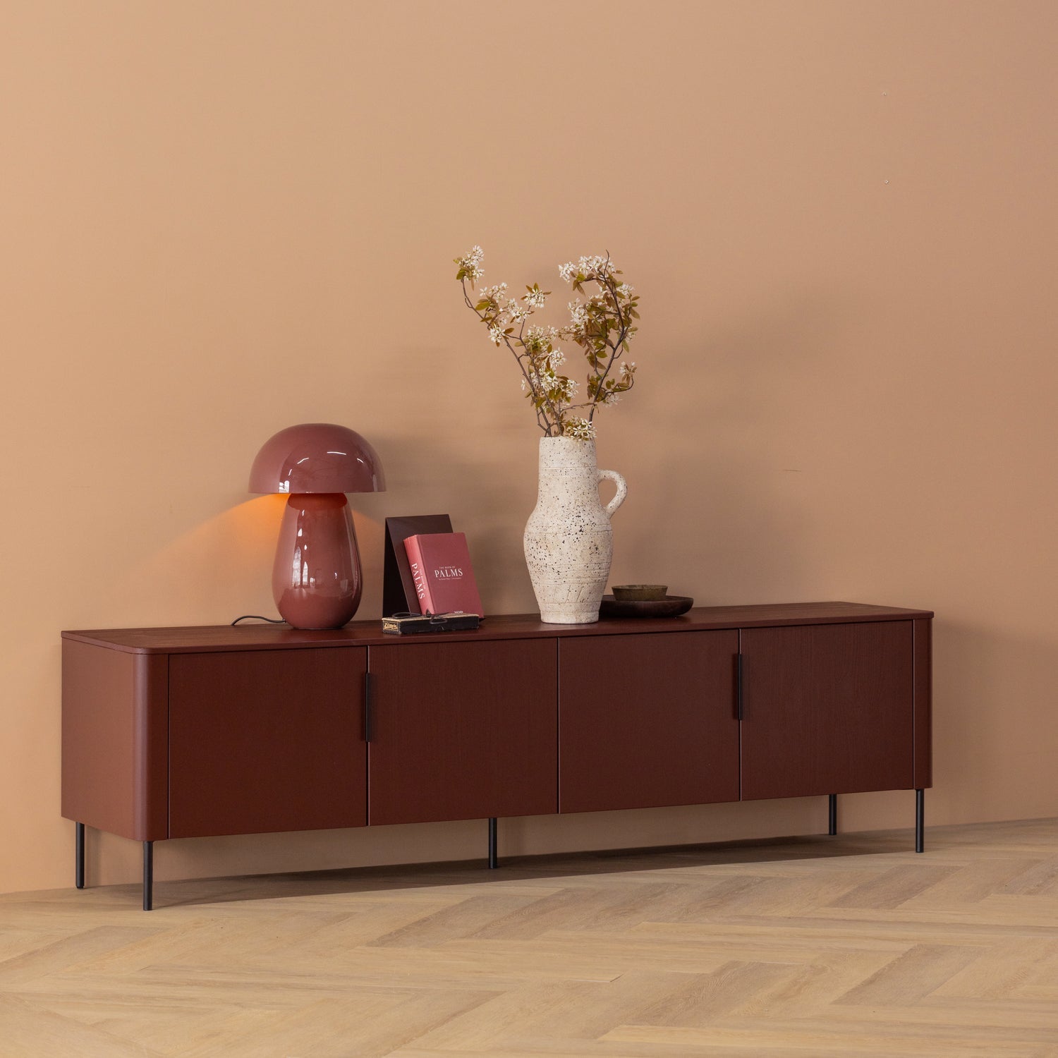 GUNNAR TV-MÖBEL 200 CM KIEFER BORDEAUXROT [fsc]
