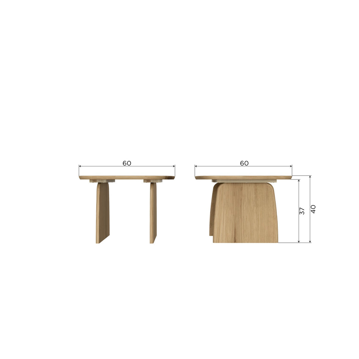 TABLO COUCHTISCH 60 CM EICHE DAKARGRAU [fsc]