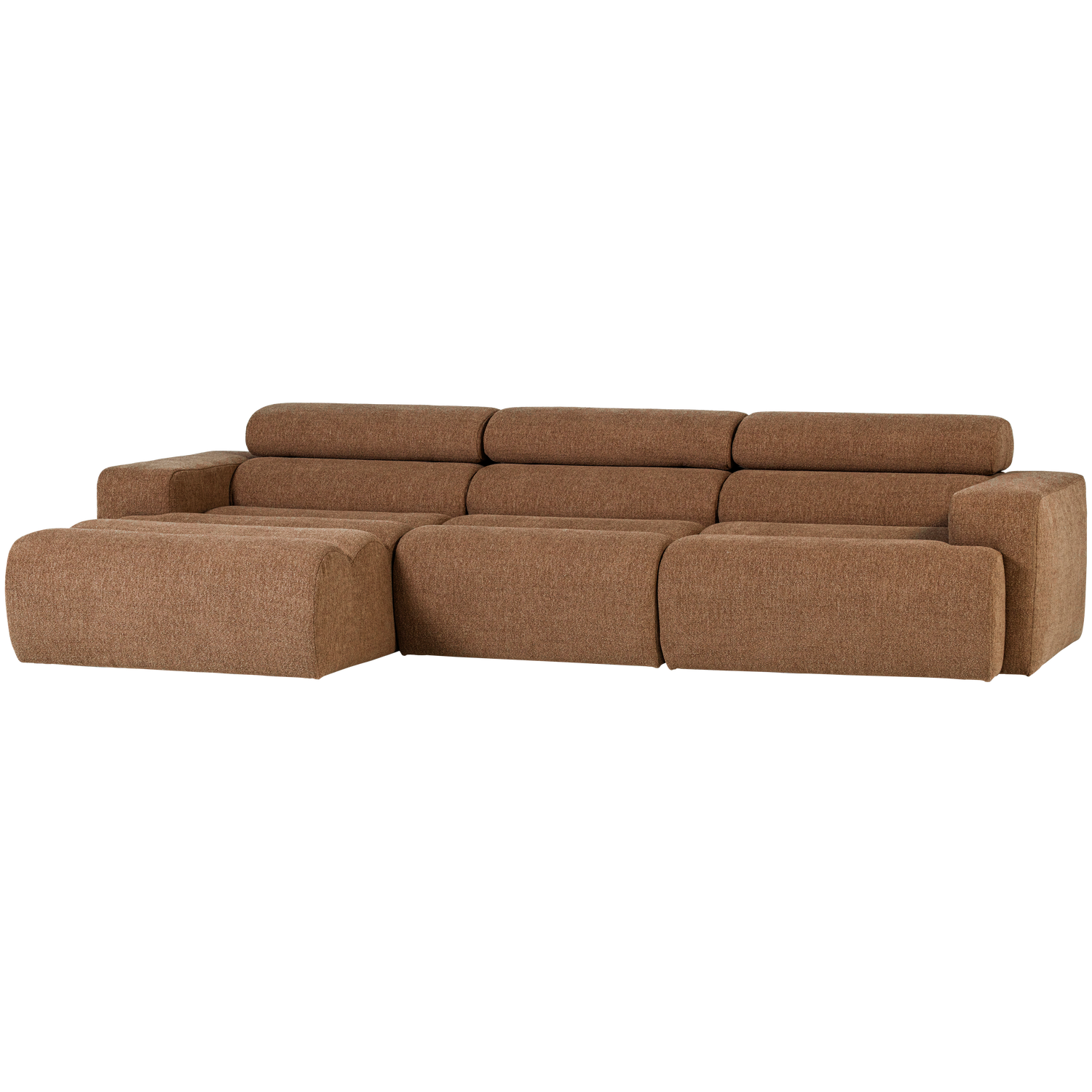 NOVI CHAISE LONGUE SOFA LINKS BOUCLE KARAMELBRAUN