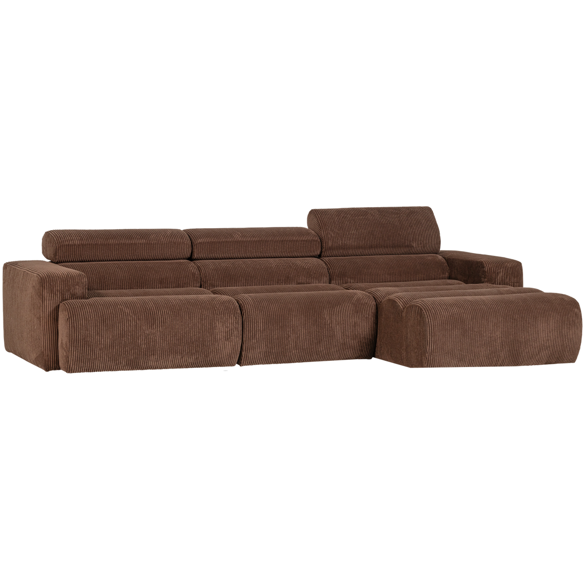 NOVI CHAISE LONGUE SOFA RECHTS GERIPPTER MOKKABRAUN