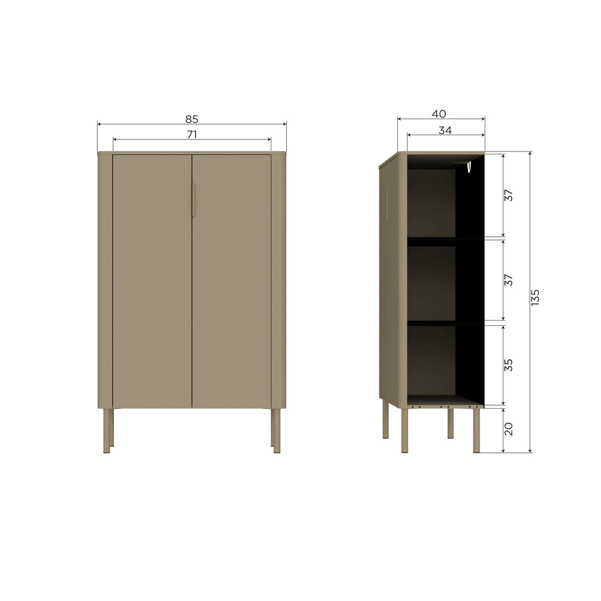 GUNNAR 2-TÜRIG SCHRANK KIEFER MUD [fsc]
