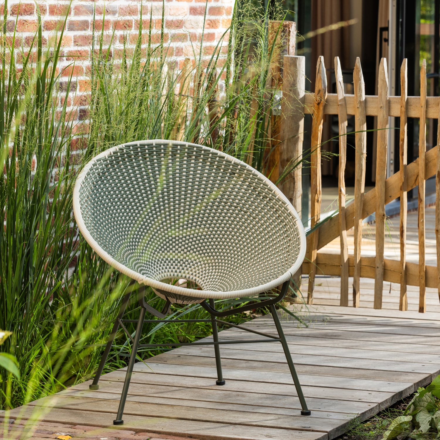 KAZOUN GARTEN LOUNGE STUHL WICKER GRÜN
