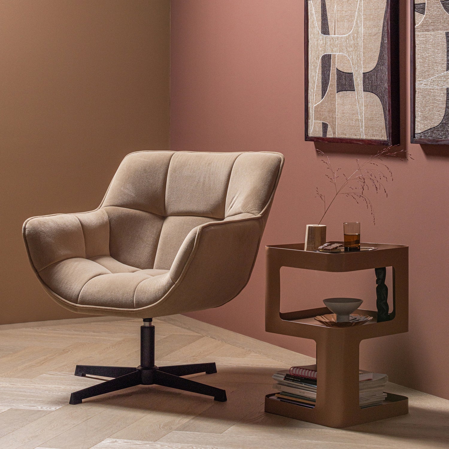 WIBO DREHSESSEL MAT VELVET NATUR [fsc]