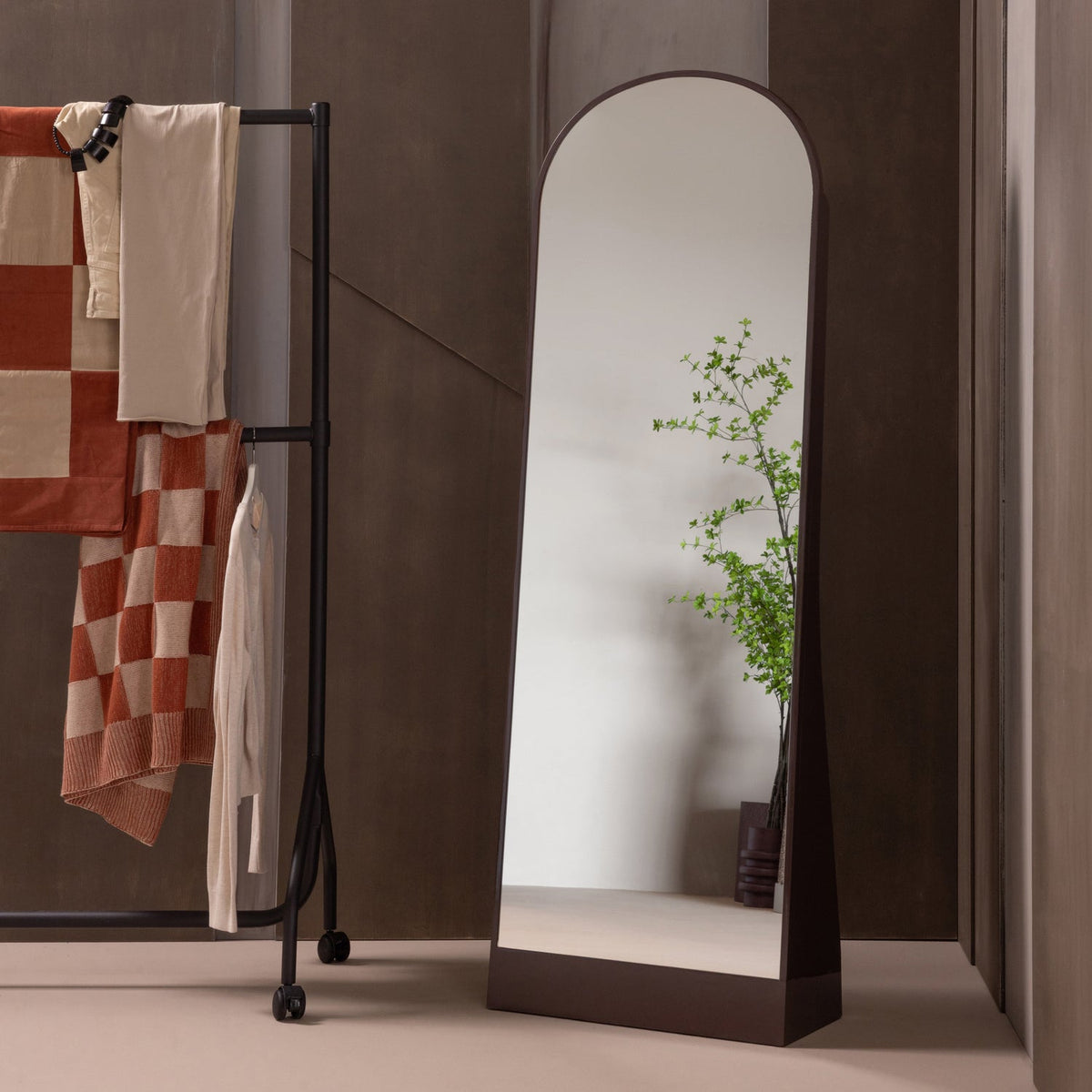 SOLARI KLEIDER SPIEGEL 175X60 CM HOLZ HOCHGLANZ BRAUN [fsc]