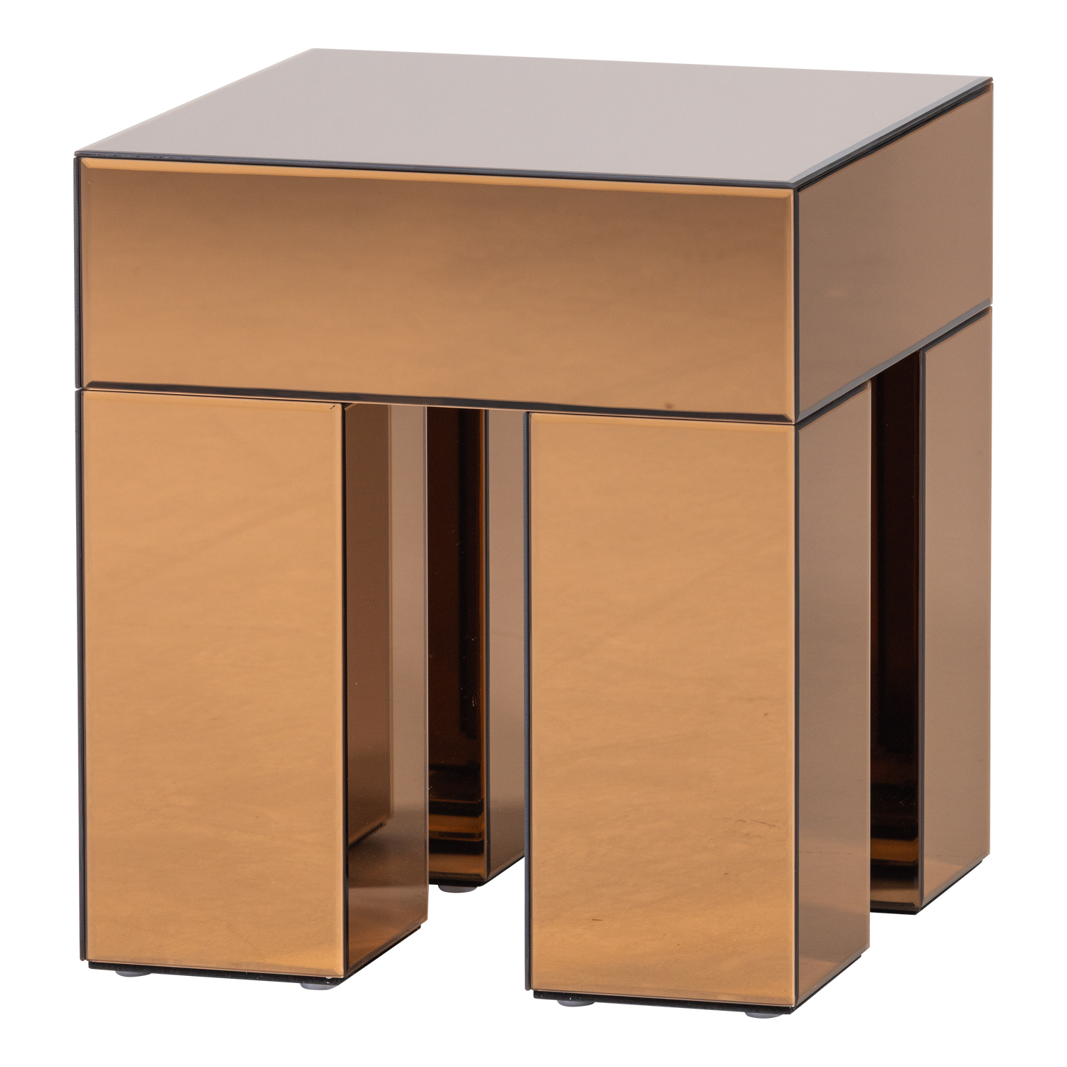 MIRROX BEISTELLTISCH HOLZ SPIEGELGLAS BRAUN [fsc]