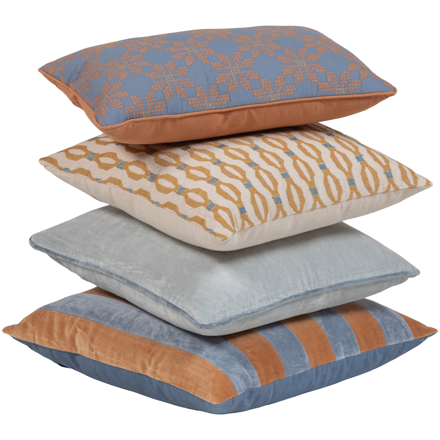 LIRA KISSIN VELVET BLAU/ORANJE - 4ER SET