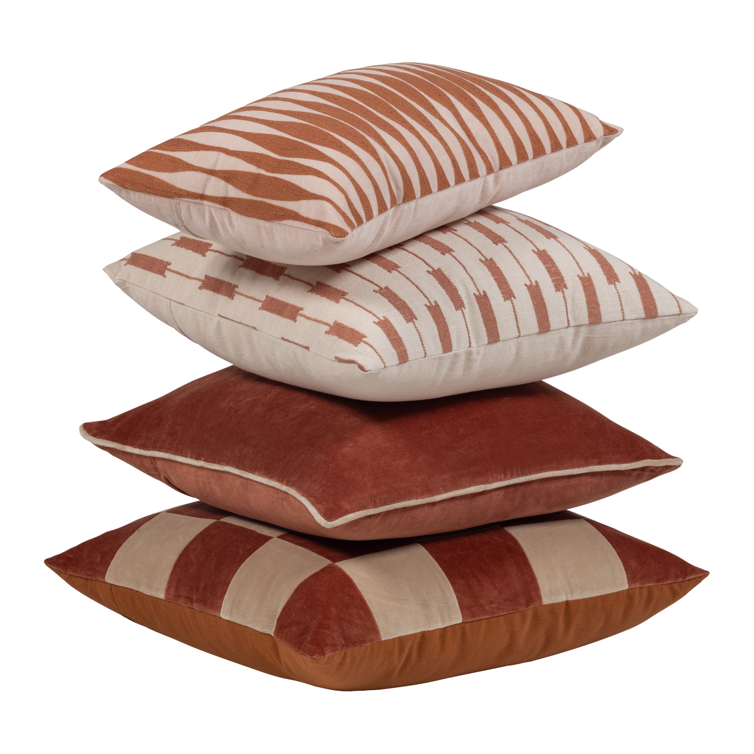 ZENA KISSIN VELVET ROSA/ROSTBRUIN - 4ER SET