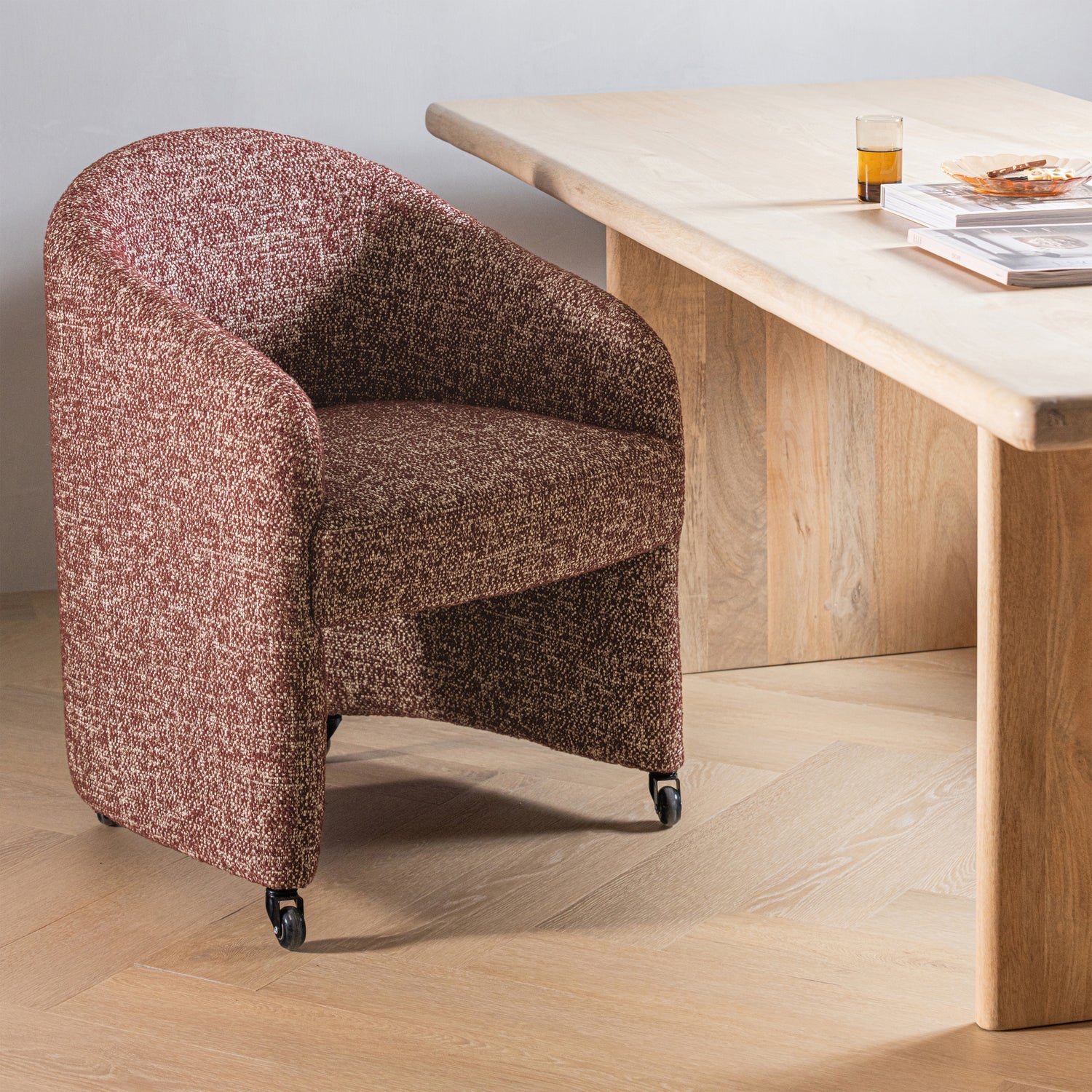 CORDO ESSZIMMERSTUHL MIT RADERN ROSTBRAUN MELANGE [fsc]