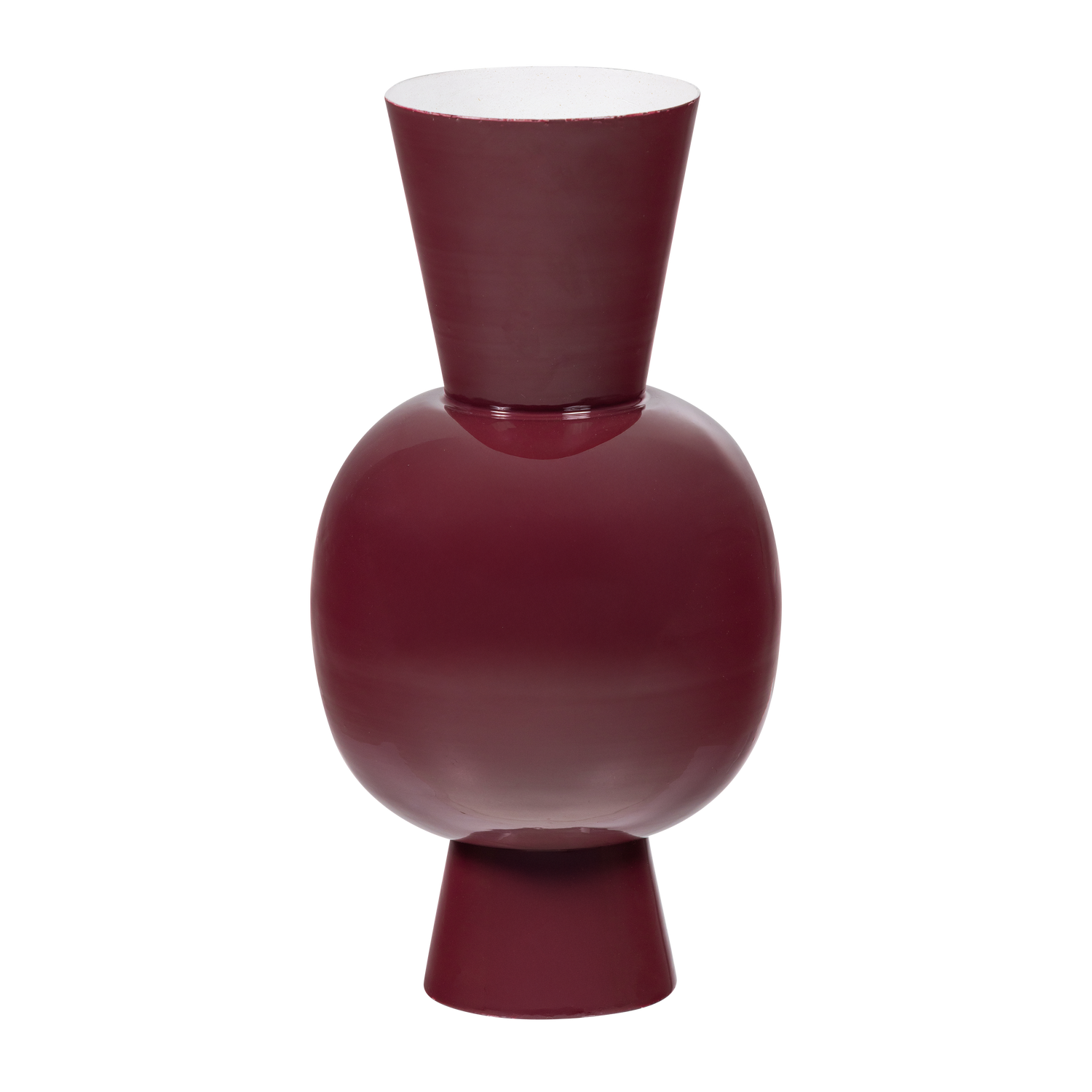 AURI VASE 38X20 CM METALL HOCHGLANZ WEINROT
