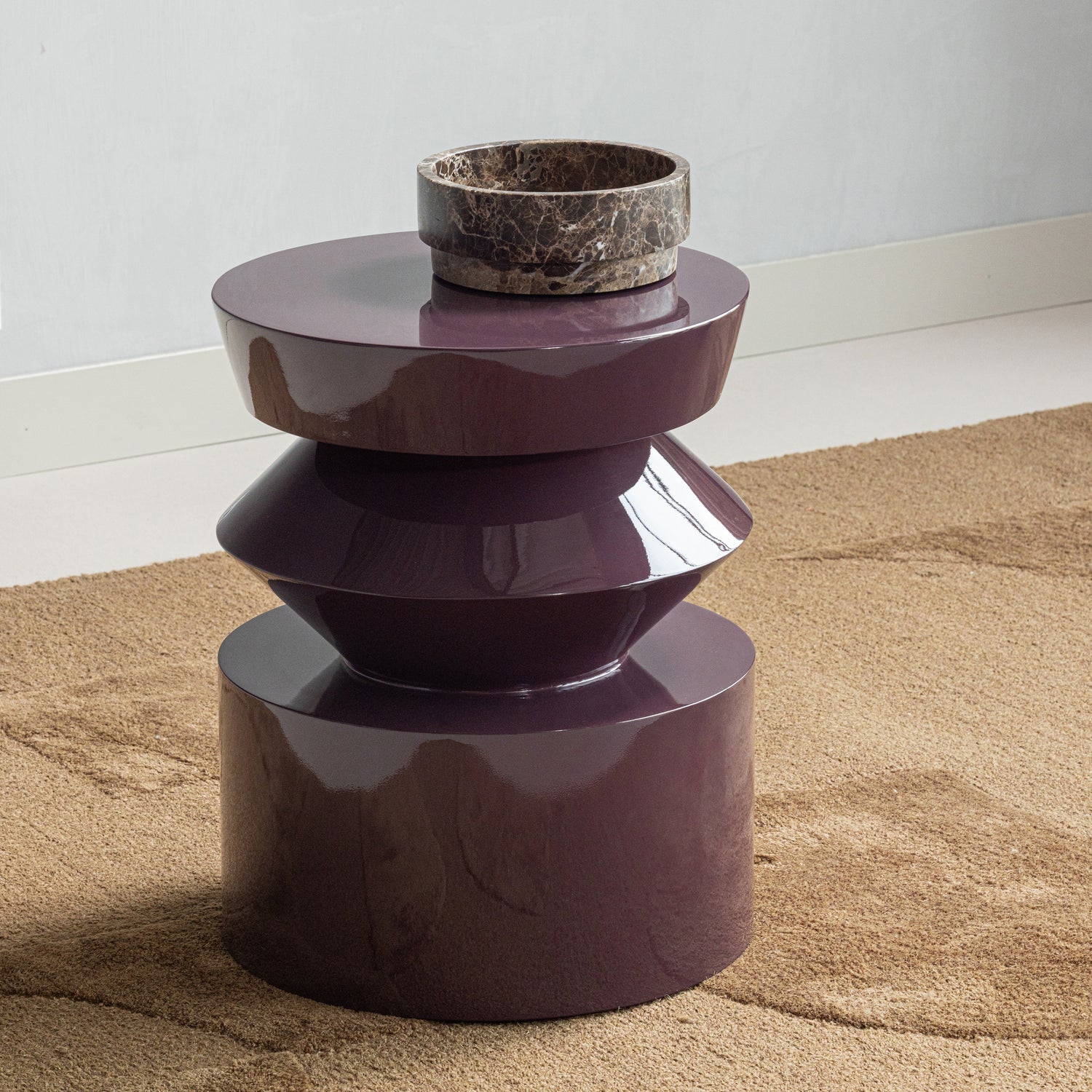 AUREN BEISTELLTISCH HOLZ HOCHGLANZ LILA/BRAUN [fsc]