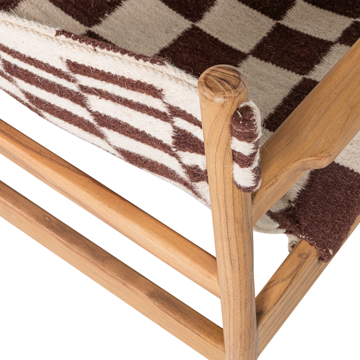 ZANO SESSEL HOLZ BRAUN MIT KELIM-SITZFLACHE NATUR